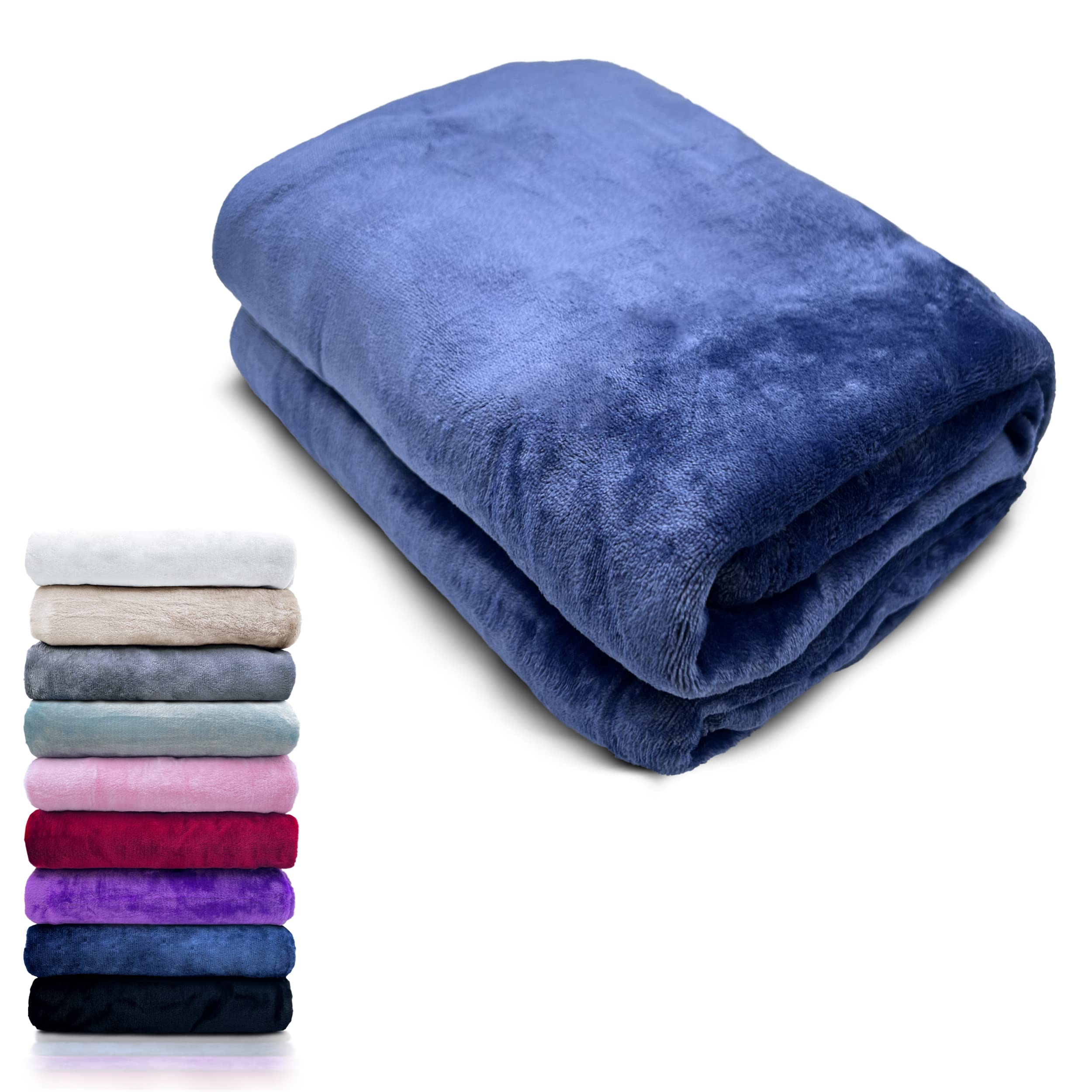 HTE Manta Microfibra Suave para Sofá y Cama, Super Caliente para Adulto y Niño,Sin Arrugas (Azul Marino, 160 x 220 cm)