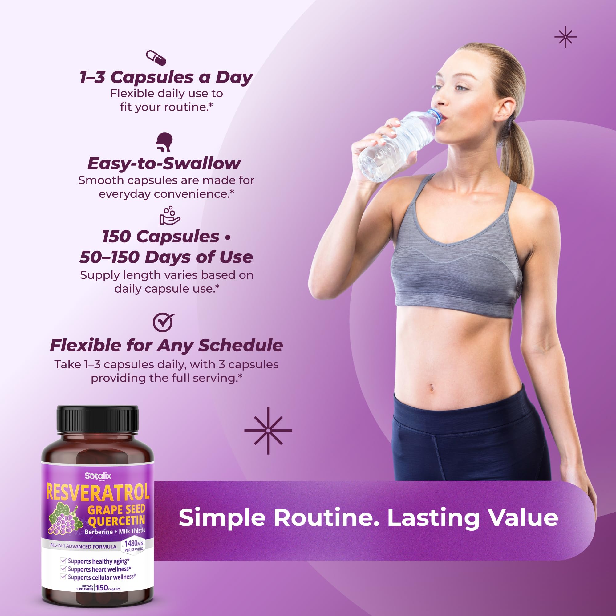 Resveratrol Complex 1,480mg with Grape Seed for Cellular Wellness, 150 Caps — Amazon image 6