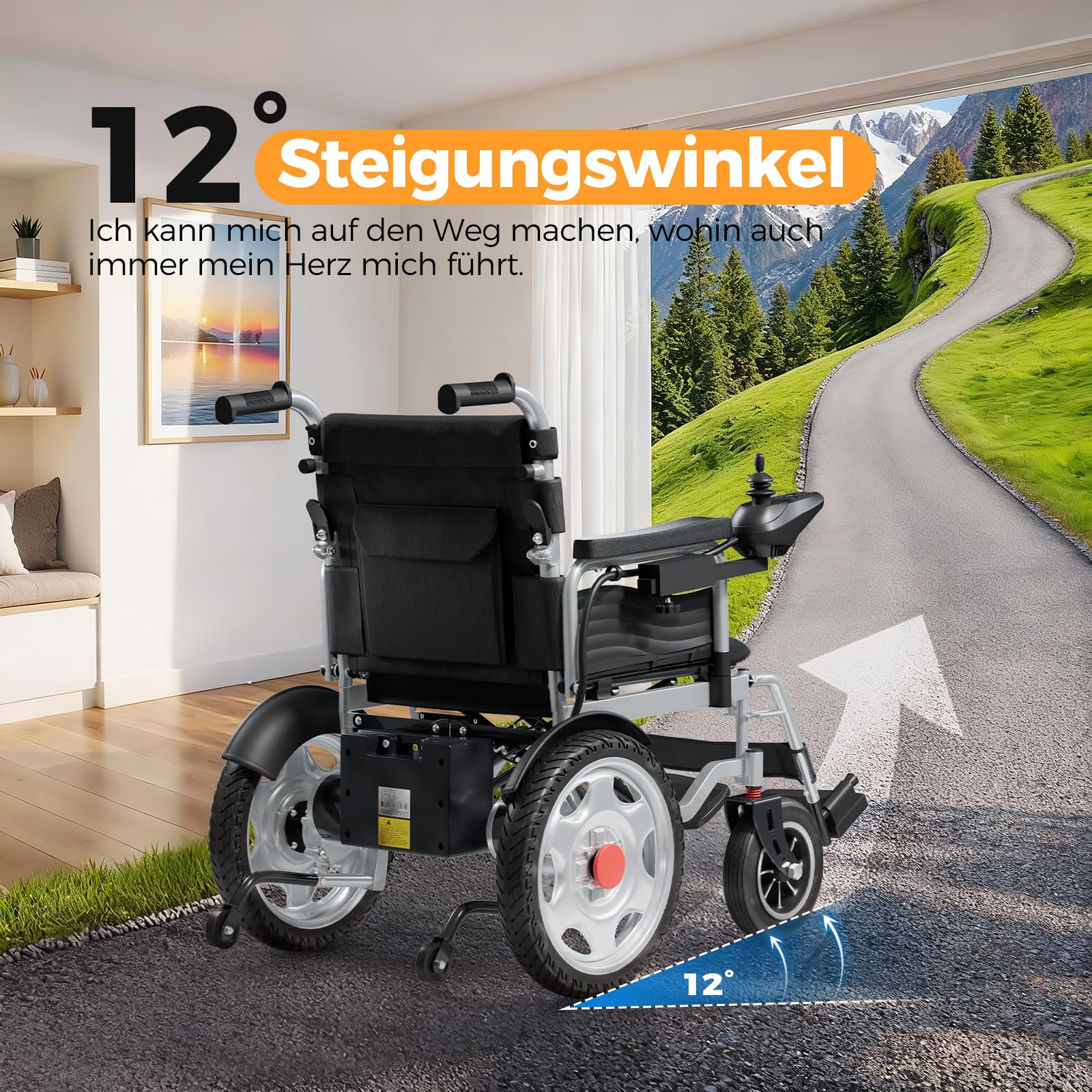 DAIHAIY Faltbar Elektrischer Rollstuhl Klappbar, breit sitz 50 cm