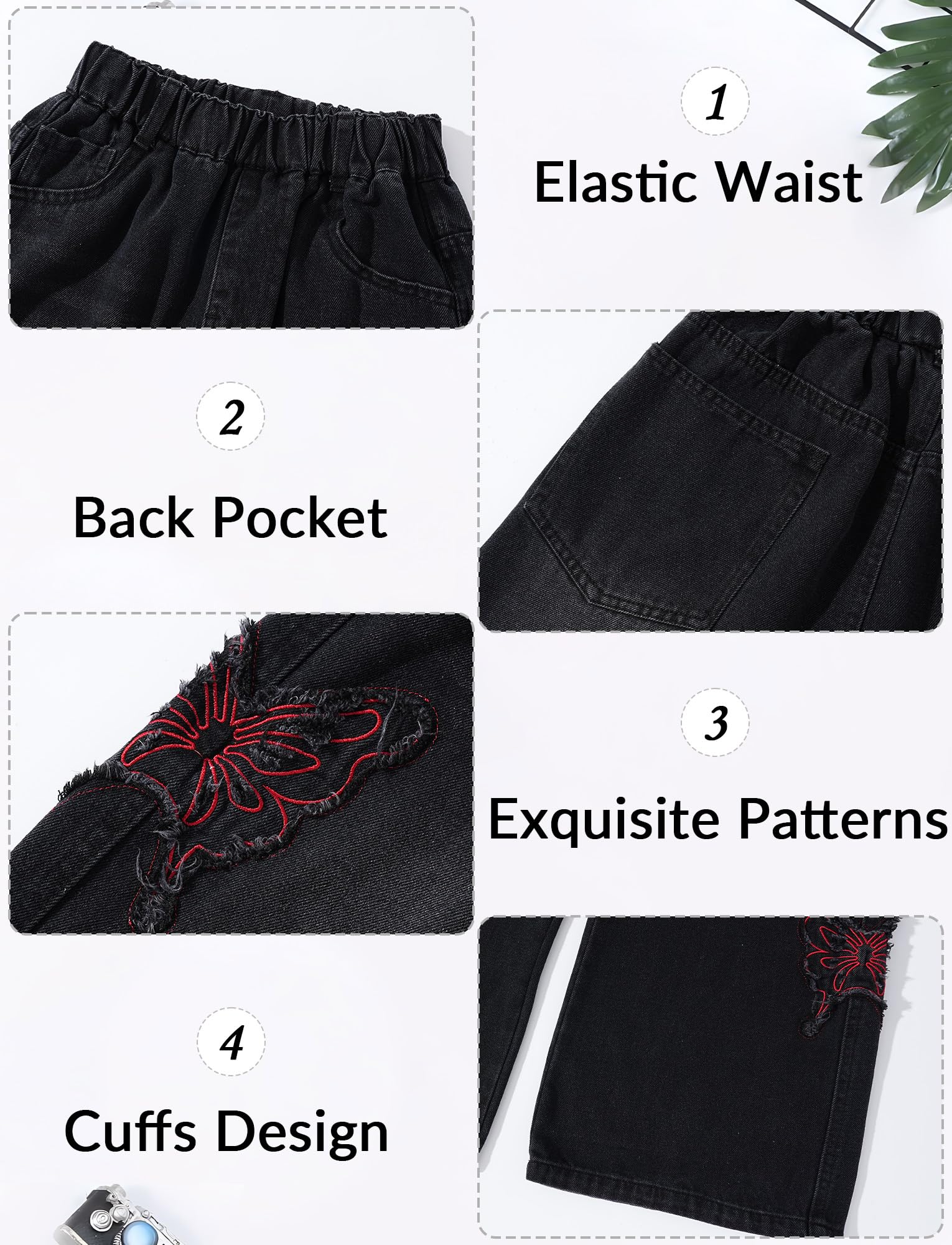 Happy Cherry - Baggy Jeans Mädchen Denim Hosen Y2K Vintage mit Elastischem Bund Jeanshosen Weitem Bein Teenager Streetstyle Kinder 5-14 Jahre für Sommer Frühling Herbst Winter - 110-164