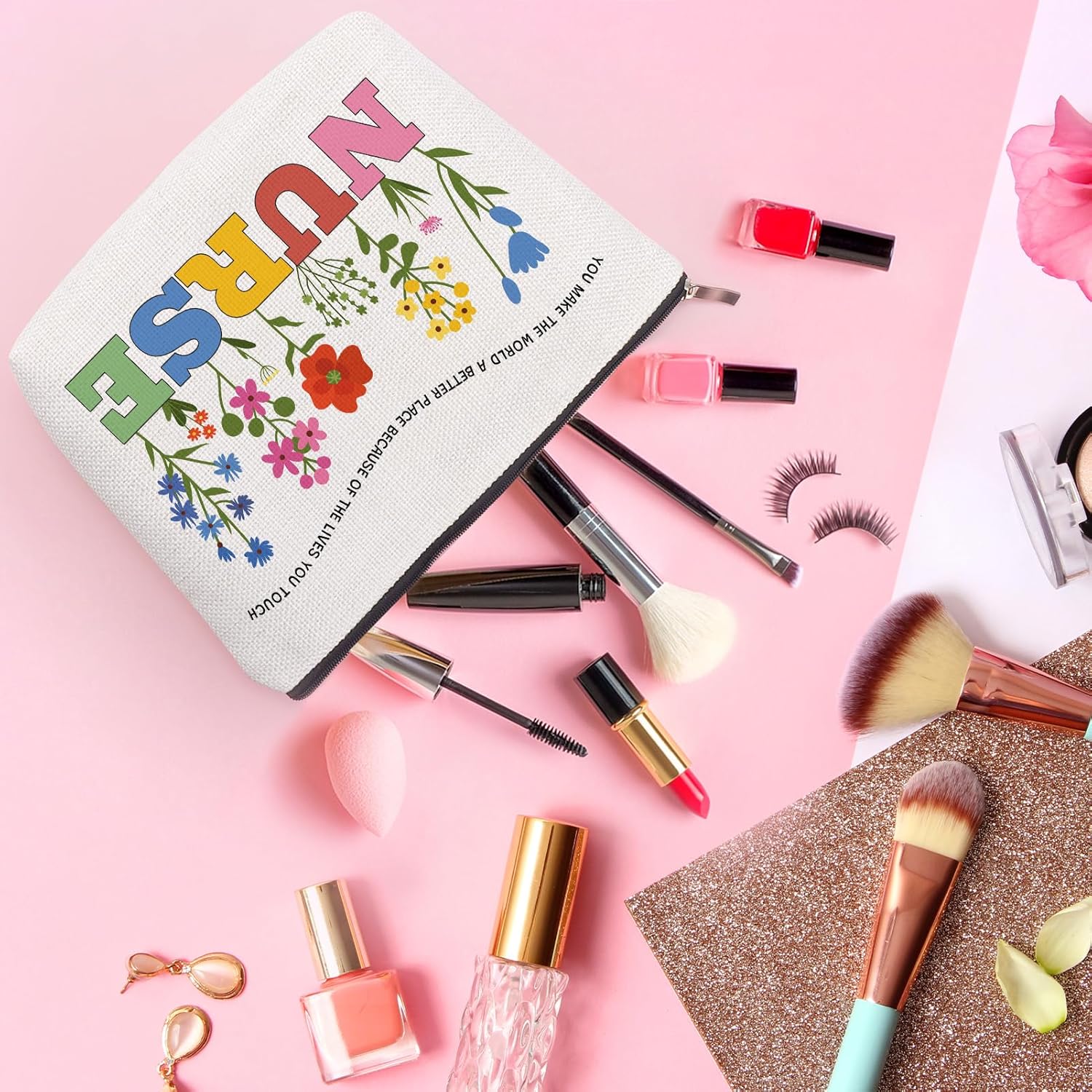 Nurses Week Thank You Gifts for Women Makeup Bag Graduation Gift for Female Nursing Student Appreciation Nurse Gifts Christmas Birthday Present for Nurses friend Nurse Accessories Zipper Travel Pouch - Image 4