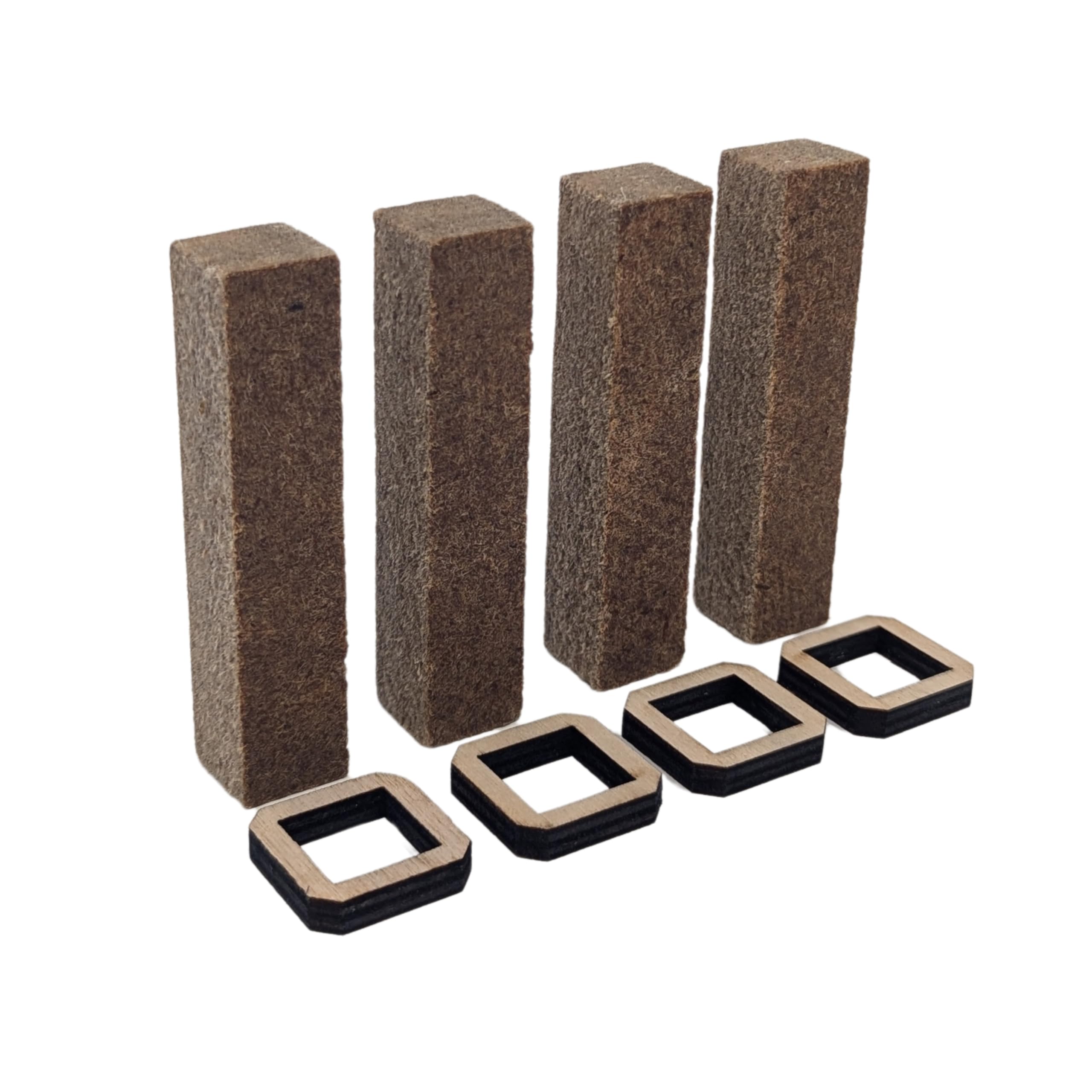 Betonformat 4X Dauerdocht für Wachsfresser 20mm | Nur für den Außenbereich inkl. Holzhalter | Ersatzdocht für Kerzenrestefresser, Betonkerze, Schmelzlicht und Wachsfeuer