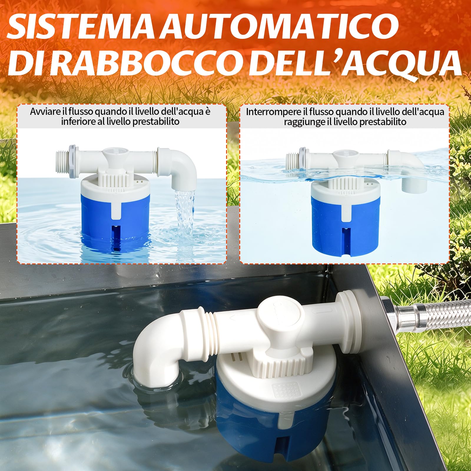 Abbeveratoio Automatico per Pollame 11L in Acciaio Inossidabile | con Valvola a Galleggiante, Supporto da Terra e Tubo di Collegamento, Abbeveratoio per Polli, Anatre e Quaglie