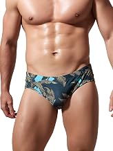 Arcweg Men's Swimming Trunks Briefs Low Waist with Removable Pad Swimwear Elastic Beach Shorts Boxers Underwear