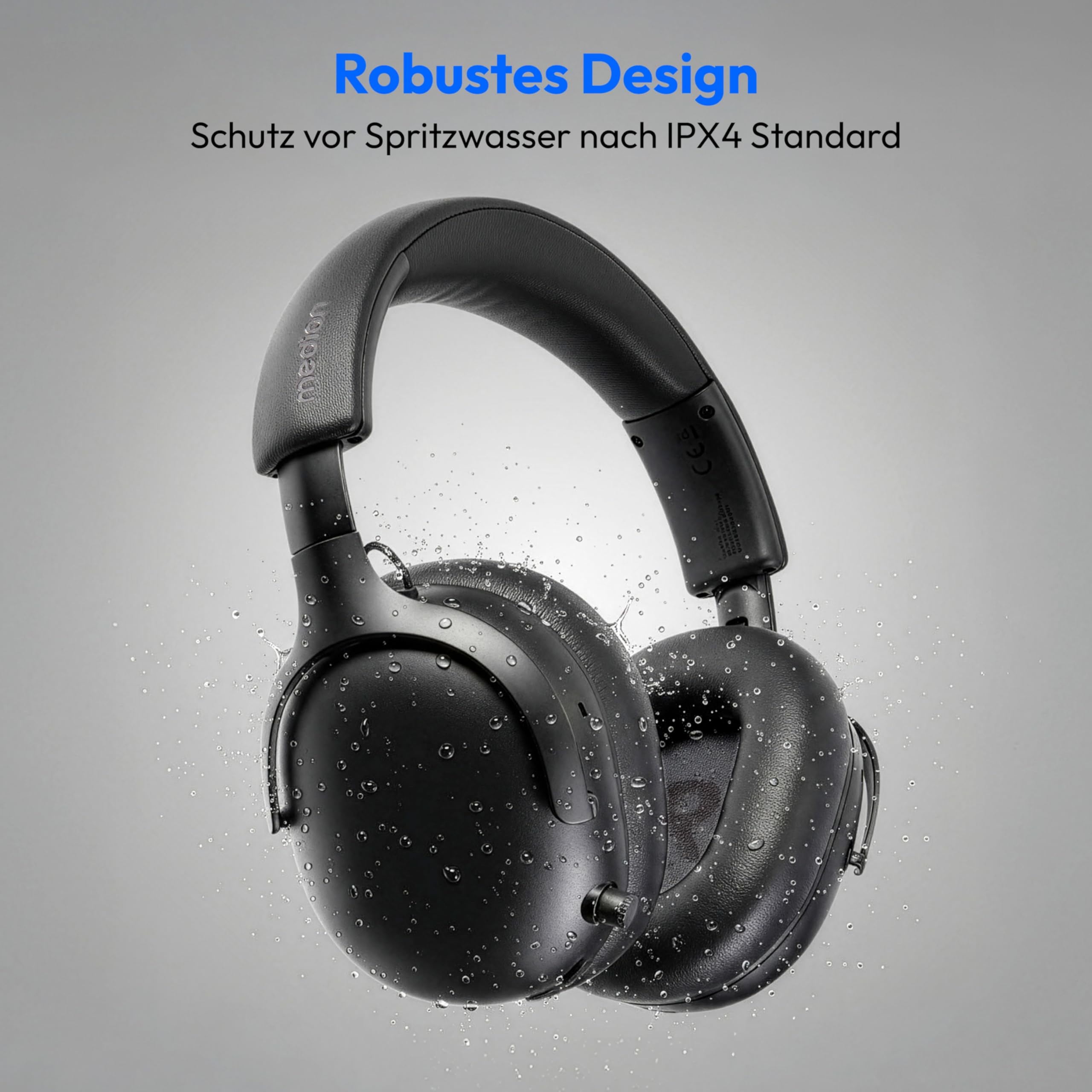 MEDION Over Ear Kopfhörer HX-1 Plus (kabellos, Feed Forward Noise Cancelling, Bluetooth 6.0, Wireless, 5+1 EQ Presets, bis zu 100 Stunden Akkulaufzeit, IPX4 Spritzwasserschutz) schwarz