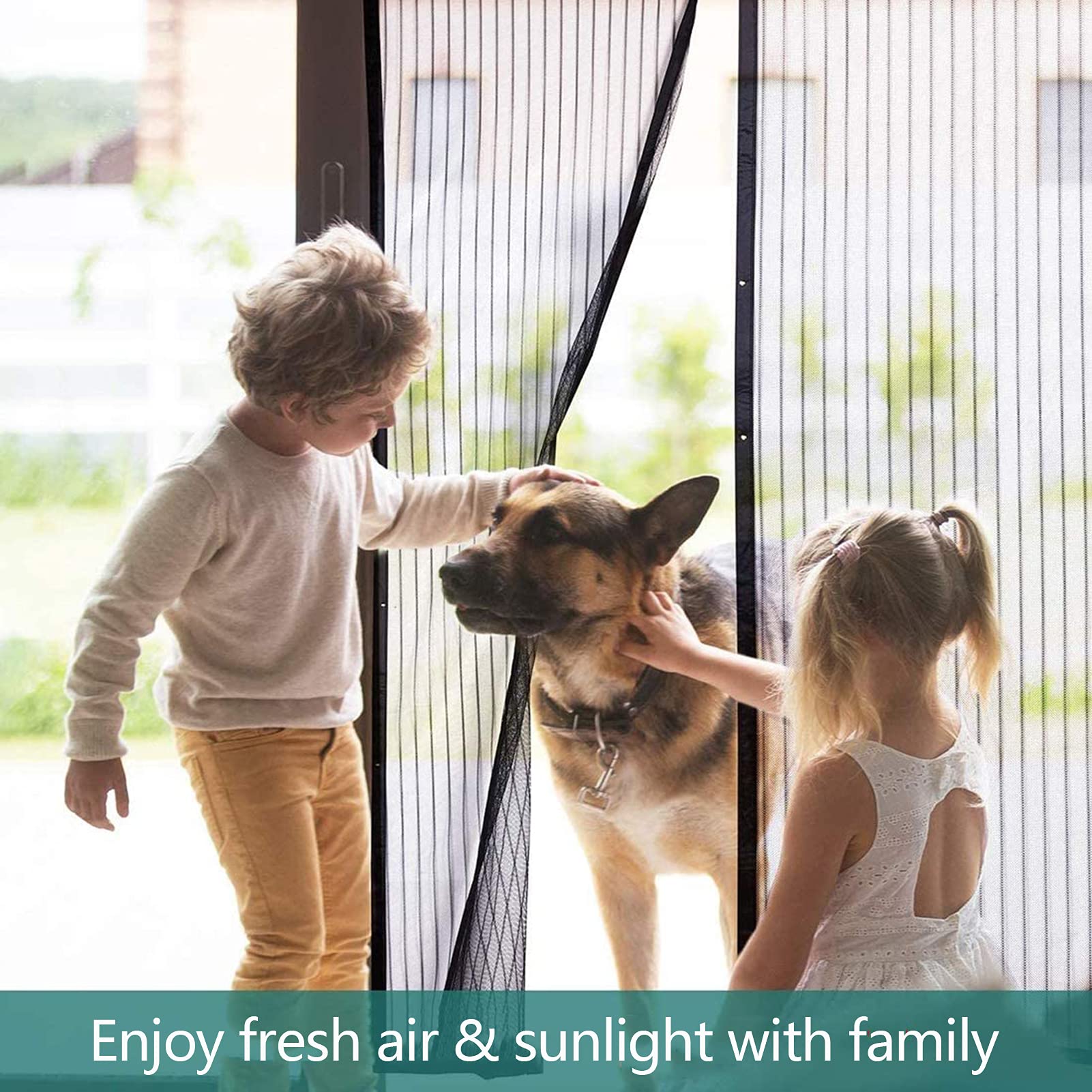 Mosquitera magnética Manos Libres de 75×94 Pulgadas, mosquitera Francesa Resistente con imanes, Buena transmisión de luz, Malla Protectora súper silenciosa para Dormitorio y Patio.