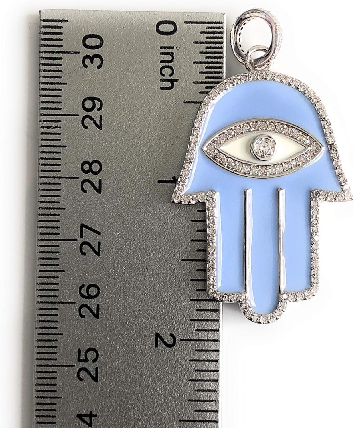 SIFRIMANIA Enamel Hamsa Hand Necklace with Blue Evil Eye, Silver Plated Cable Chain, Protection Necklace, 17.5 Inch Trendy Jewelry for Women
