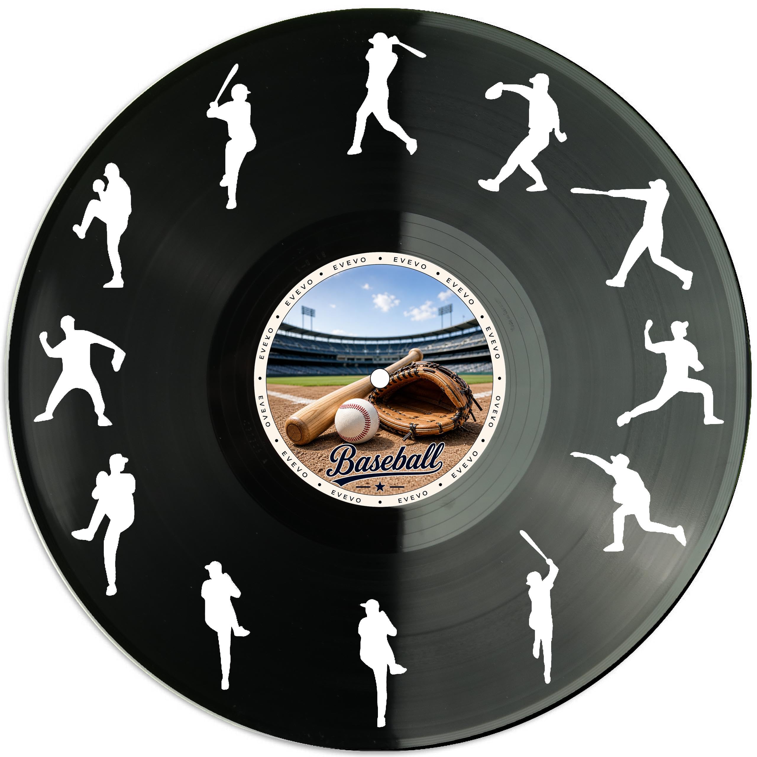 EVEVO D0033 - Decorazione da parete a forma di disco di baseball, in vinile, ideale come regalo per gli appassionati di baseball