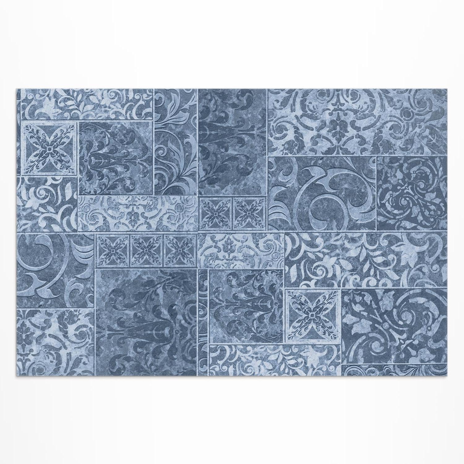 Tapis d'extérieur imperméable résistant décoloration 120x180 rectangle PVC carreaux anciens