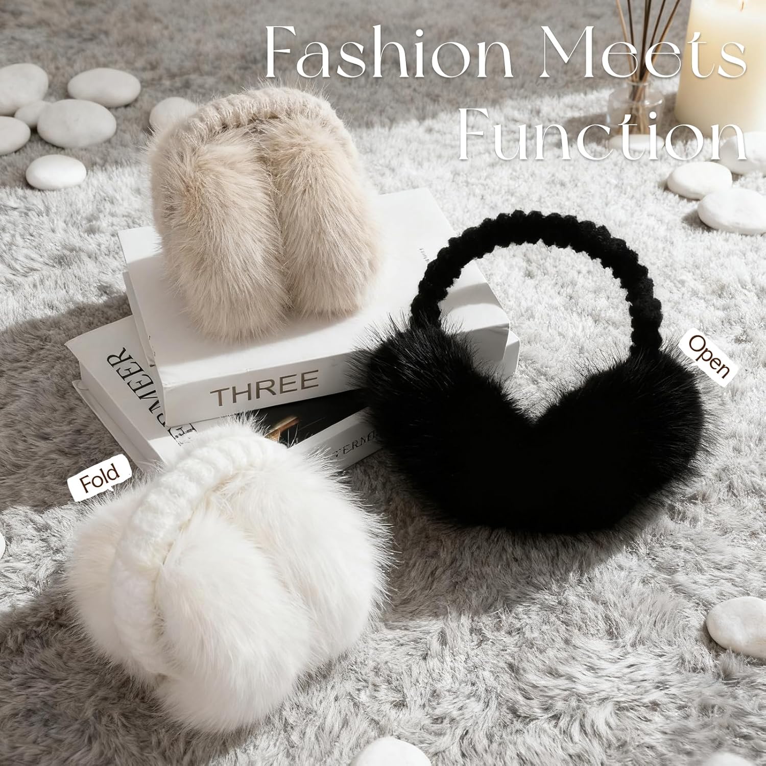 VEKDA Winter Ear Muffs for Women Foldable Faux Fur Ear Warmers Fluffy Cold Outdoor Soft Earmuffs Covers - Image 6