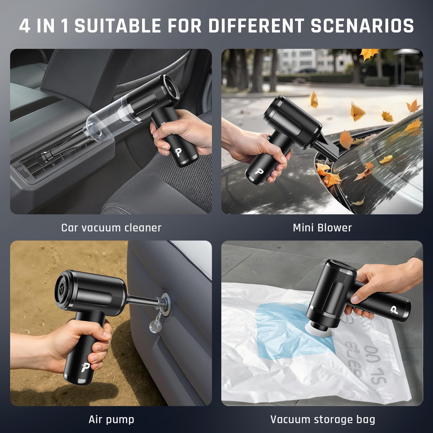 Pourbibi Aspirabriciole Senza Fili Potente, 25000Pa Aspirapolvere Auto Portatile con Motore Brushless Mini Aspirapolvere Potente per Auto Casa Ufficio Peli di Domestici
