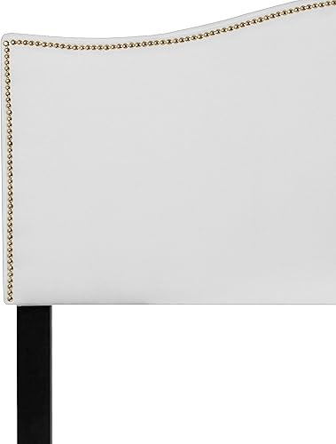 Miniatura 5 de Flash Furniture Bedford - Cabecero de cama doble tapizado con ribete de uñas en tela beige Blanco,Negro -,Marrón