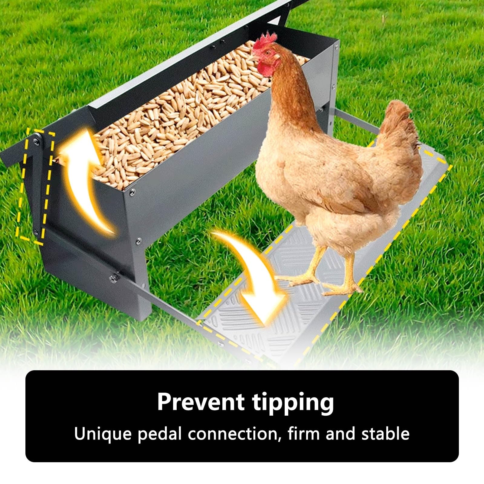 Comedero AutomáTico para Pollos Comedero para Gallinas Capacidad de 5 Kg Comedero Gallinas Dispensador Acero Inoxidable Comida para Pollos para Aves de Corral A Prueba de La Intemperie