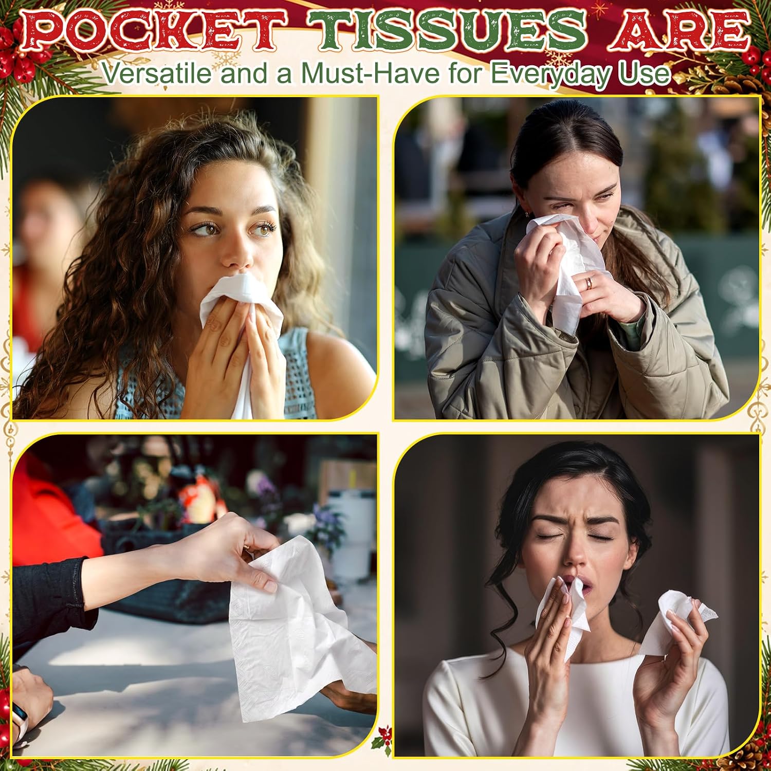 24 Pack Christmas Pocket Tissue Bulk Individual Travel Tissue Pack image 5