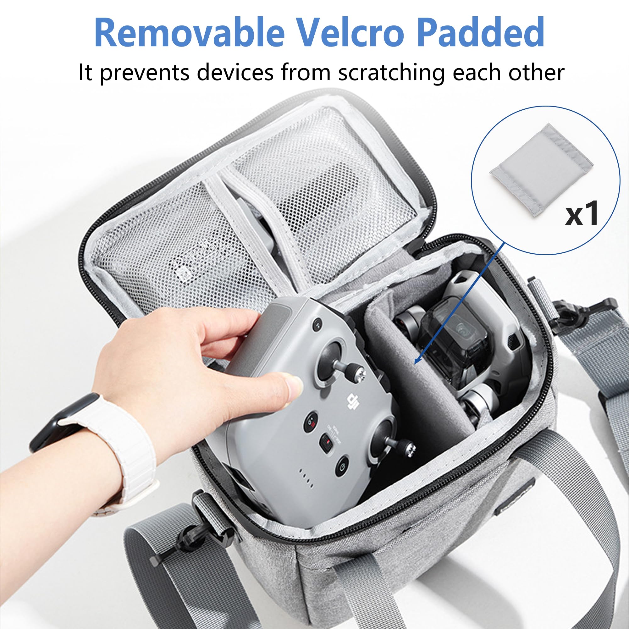 Custodia per Drone DJI Mini 4K/4/2 SE, Borsa a Tracolla per Accessori e Telecomandi - Zaino Portatile Oxford Impermeabile con Maniglia e Cinghia (Grigio)