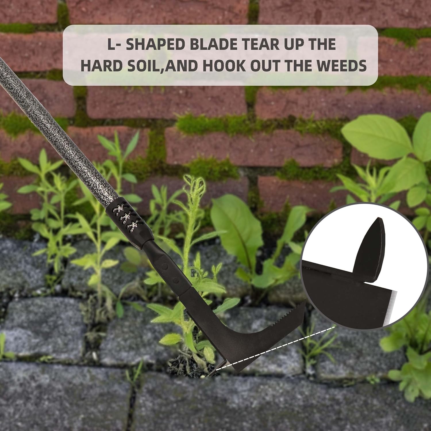 Crack Weeder, Long Handle Crevice Weeding Tool, 48" Efficient Weeder Tool Stainless Steel Weed Grabber Remover, Manual Weed Puller for Sidewalk, Paver, Narrow and Wall Gaps Remove Moss Weeds