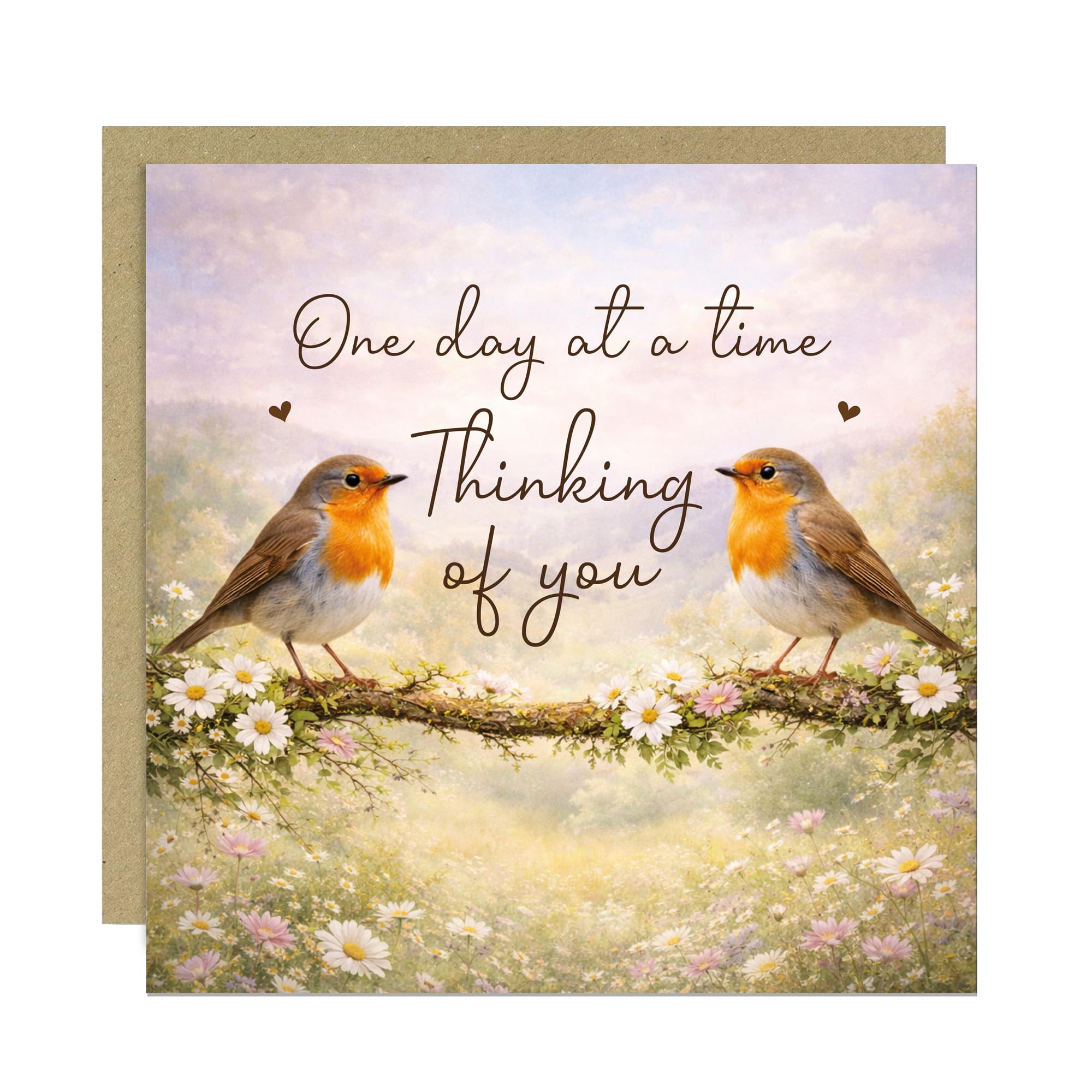 Sympathy Card, Condolence Card, Mourning Bereavement Cards For Adults, Thinking of You, Sorry For Your Loss Greetings Cards 145x145mm With Kraft Envelope (One Day At A Time)