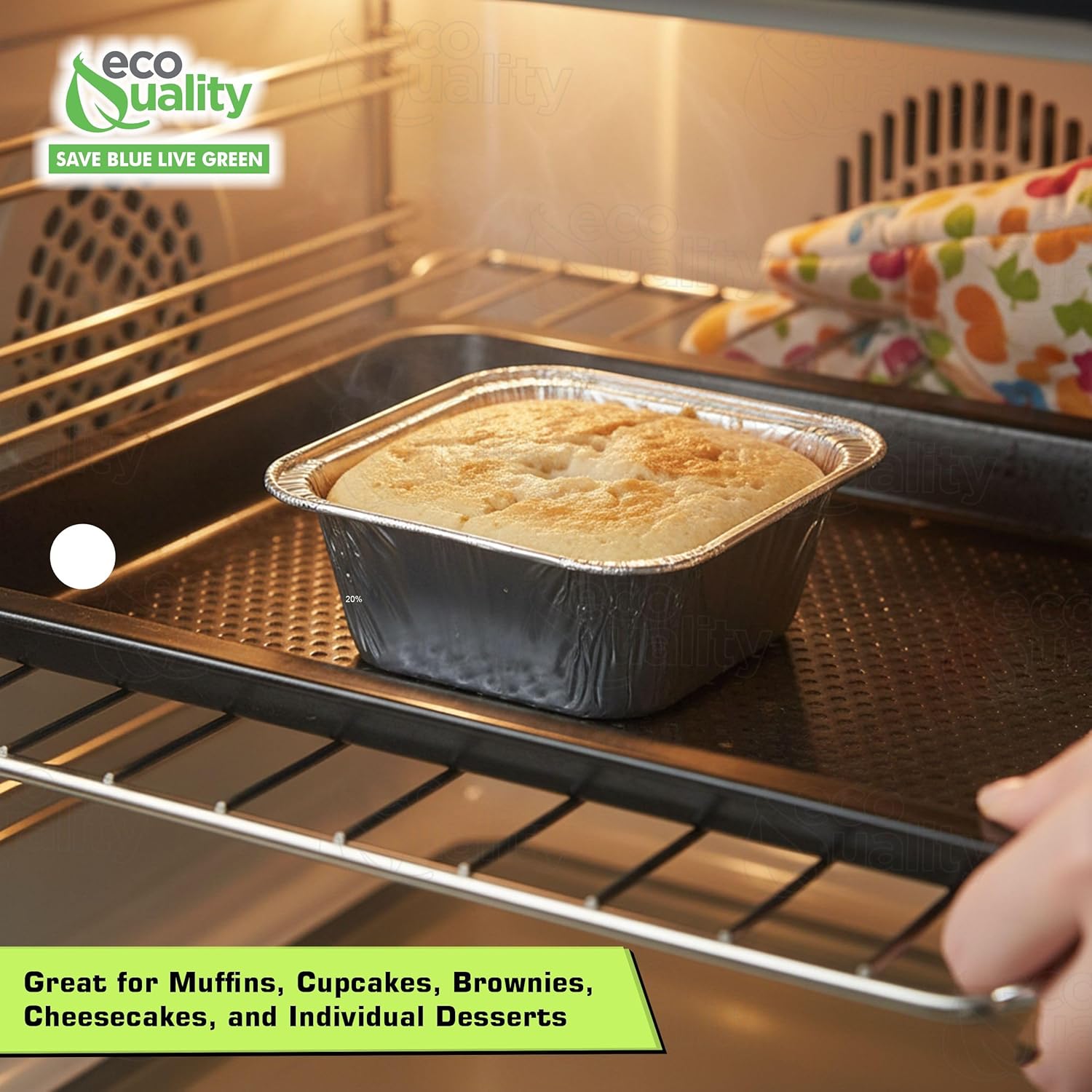 [2304 PACK] Aluminum Square Tin Muffin Pan 3 inch - Disposable Aluminum Cupcake Pans - Strong, Durable, Reusable, Recyclable - Muffin Tin Great for Baking Cupcakes, Muffins, Small Pies, Loafs (3 x 3)