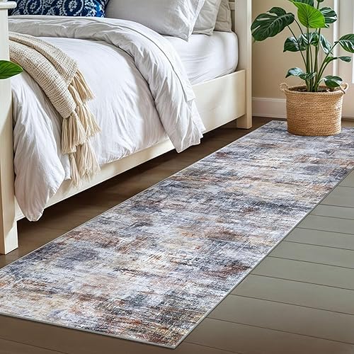 Miniatura 162 de IOHOUZE Alfombra pequeña abstracta de 2 x 3 pies, alfombra de entrada lavable para entrada interior, alfombras con respaldo de goma, alfombra gris