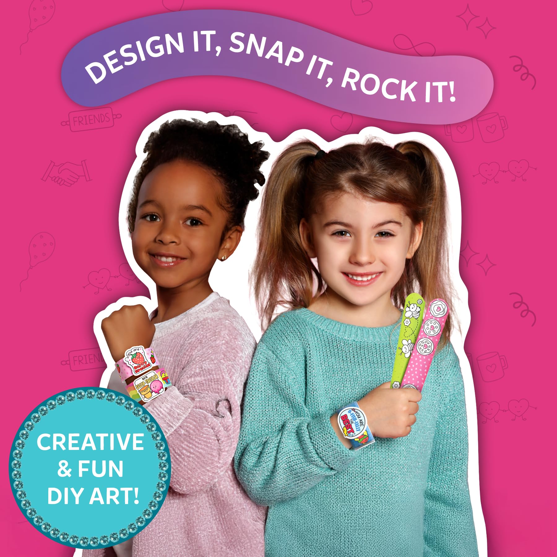 Skillmatics Activité artisanale – Snap Bandz, bracelets d'amitié, activités d'art et d'artisanat de bijoux, kit créatif, 8 bandes (21,8 cm), cadeaux pour filles et garçons âgés de 4, 5, 6, 7, 8, 9, 10