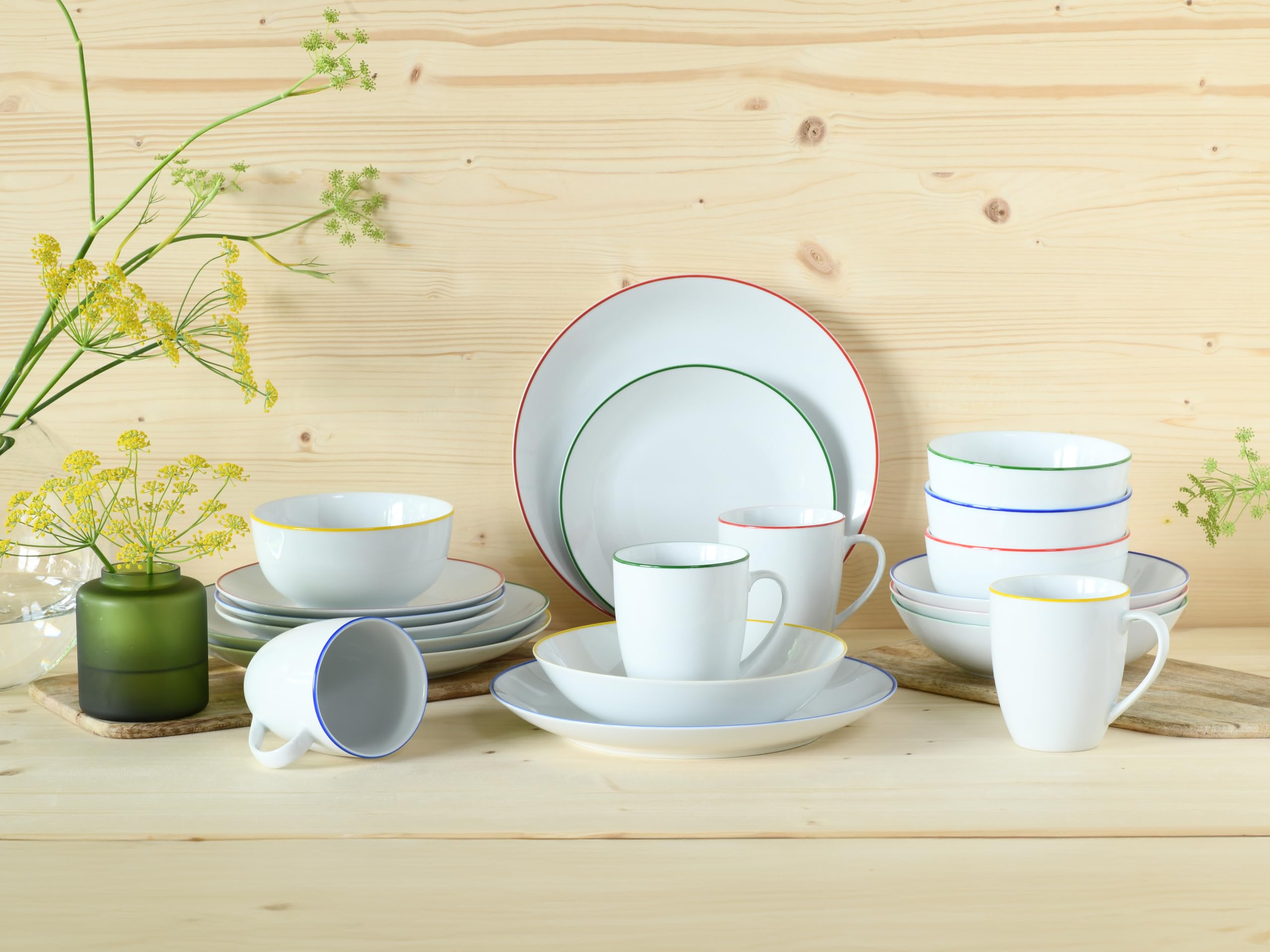 CreaTable, 24055 Luna Color Line - Vajilla de 20 piezas para 4 personas (porcelana, apta para lavavajillas y microondas, producción de calidad)