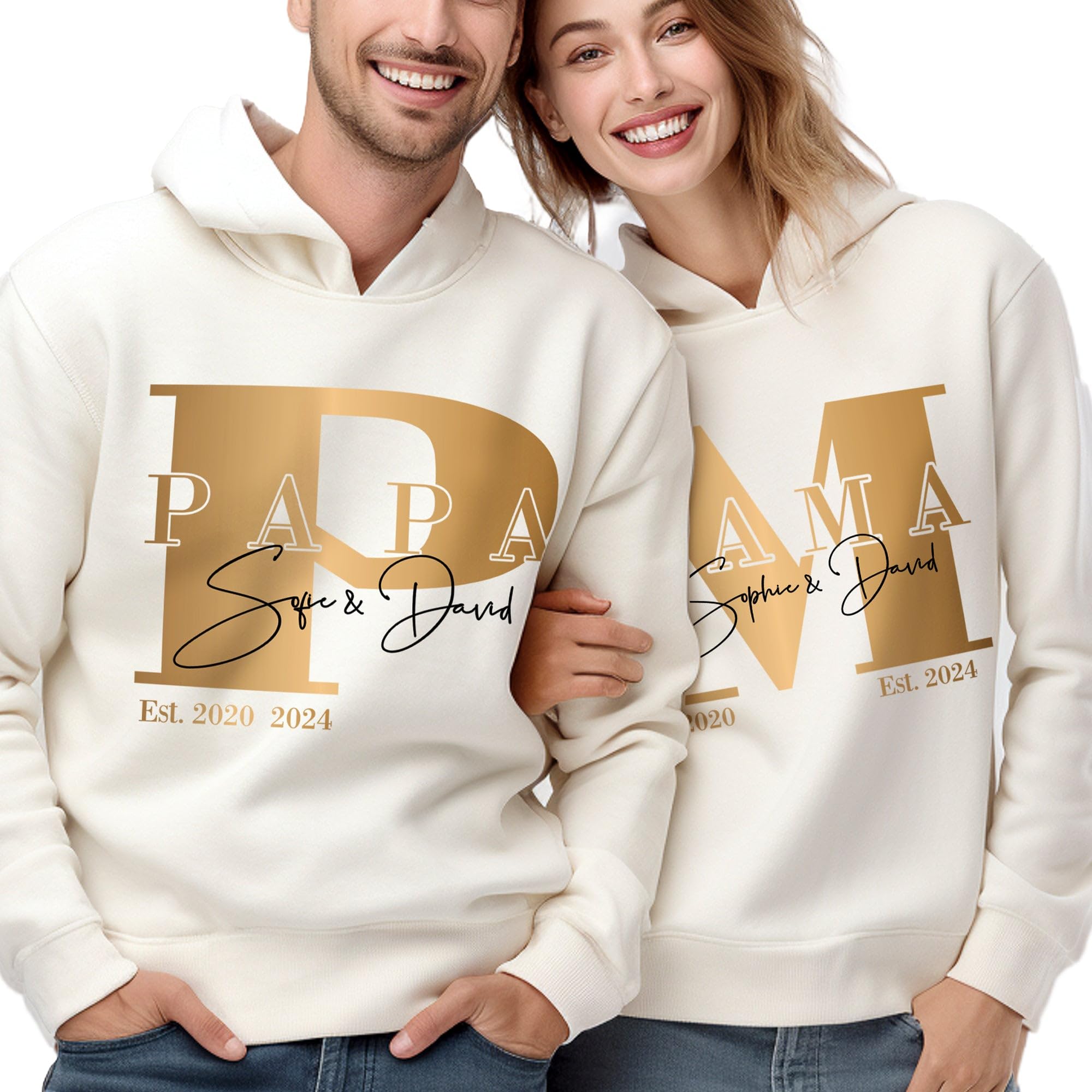 Personalisierte Bio T-Shirts Pullover für Familien Mama Papa Kinder Oma Opa, handbedruckt mit umweltfreundlichen Farben und Folien in Deutschland, Bio-Baumwolle