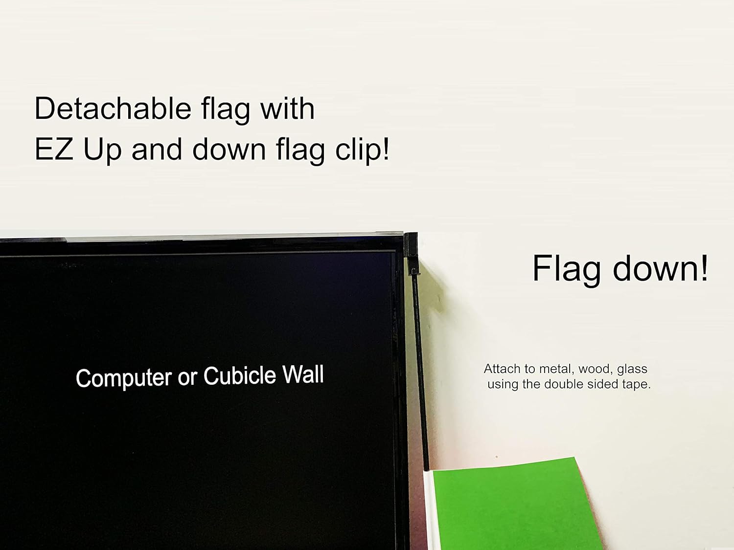Green Desk Flag with Flag Up Flag Down Flip Clip Pomodoro Status Alert Office : Office Products