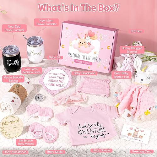 Miniatura 2 de Juego de regalo para bebé, regalos para niñas, regalos para nuevas mamás, regalos para padres recién nacidos para parejas con vaso para recién