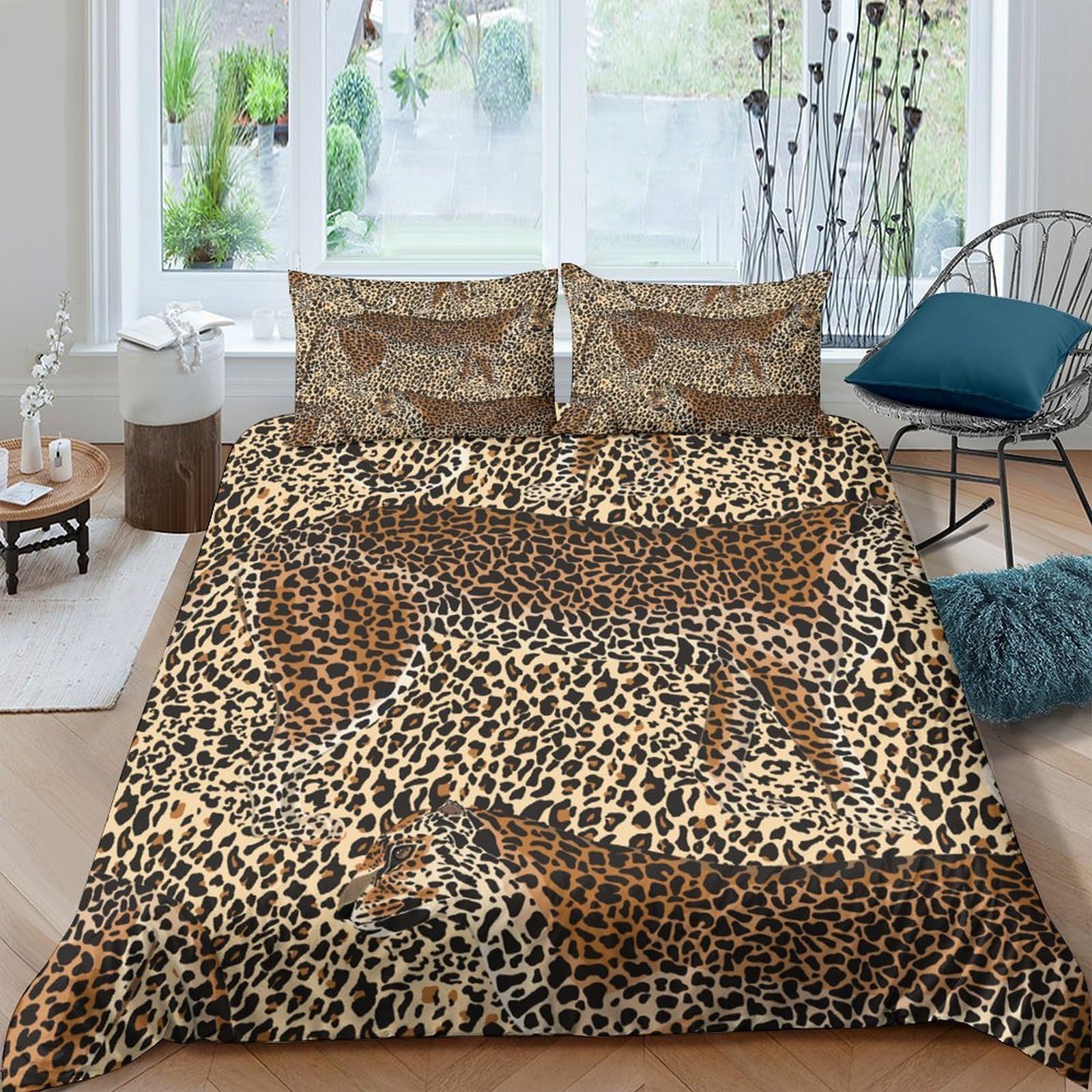 Ctjqhvkz Style-1 3D Printed Leopard Pattern Fitted Sheet Microfiber Soft Breathable Animal Skin Mattress Cover Bedroom Decor Single（135X200cm）