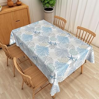 Nautical Coastal Rectangle Tablecloth, 54x108 Inch Beach Ocean Starfish ...