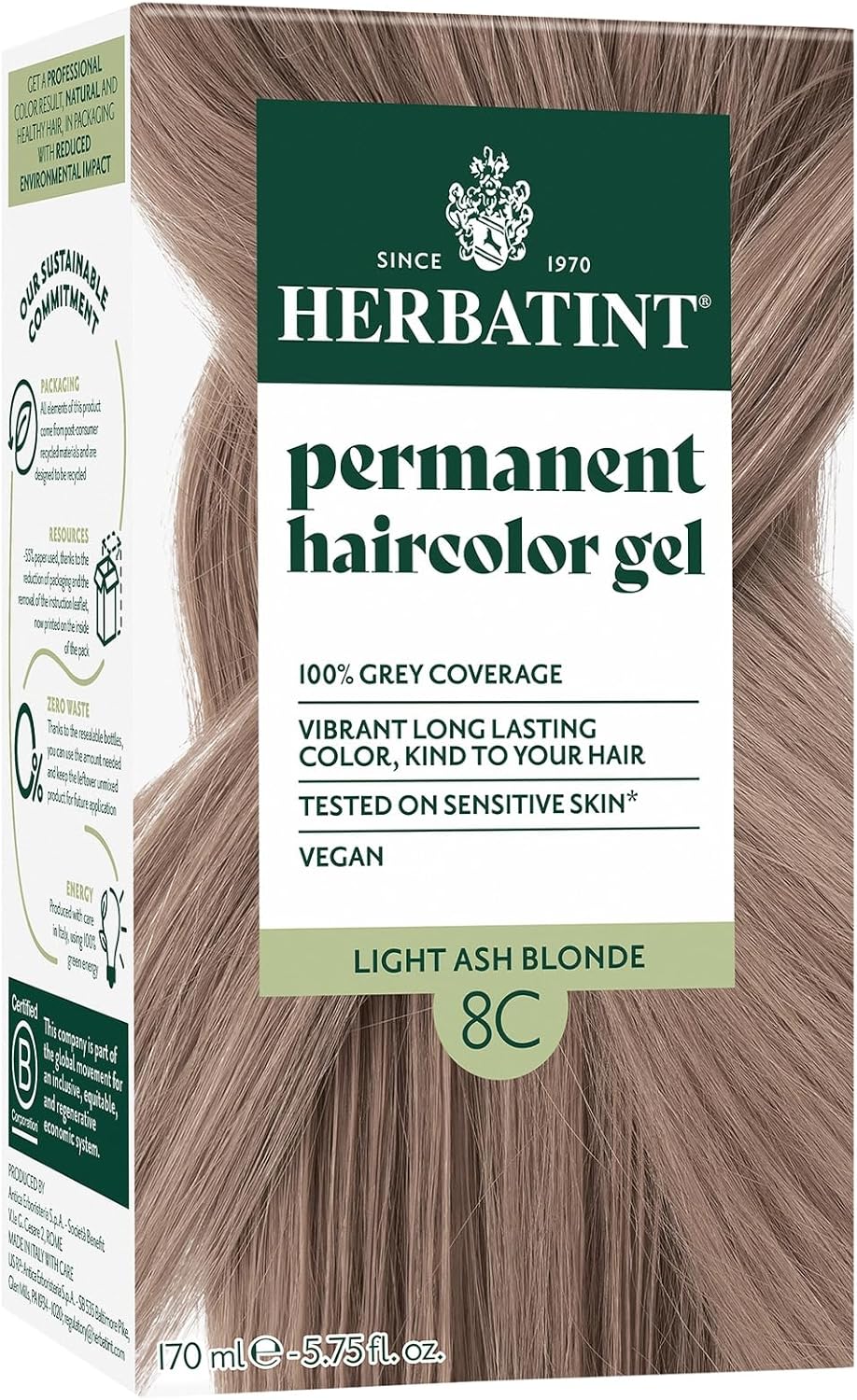 Herbatint Herbatint Light Ash Blonde Hair, 8C, 150 ml (or 12 Pieces for Outdoor Trade) Herbatint Herbatint Light Ash Blonde Hair, 8C, 150 ml (or 12 Pieces for Outdoor Trade)