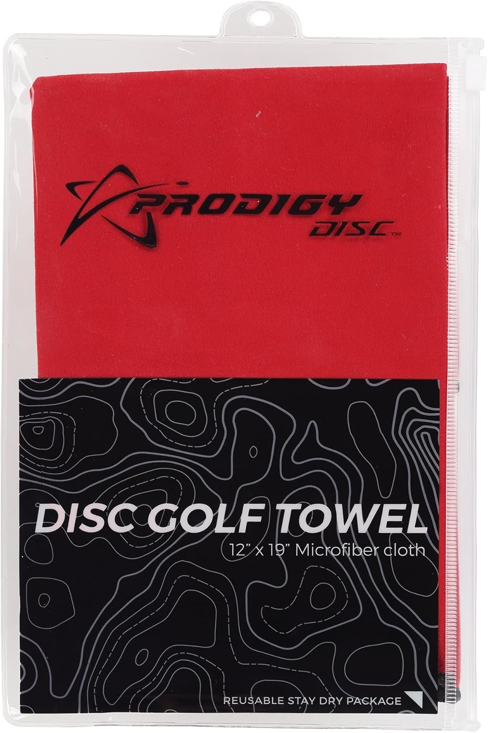 Prodigy Disc Golf Towel, Ultra Absorbent Microfiber, 12 x 19, Resealable Bag (Red)
