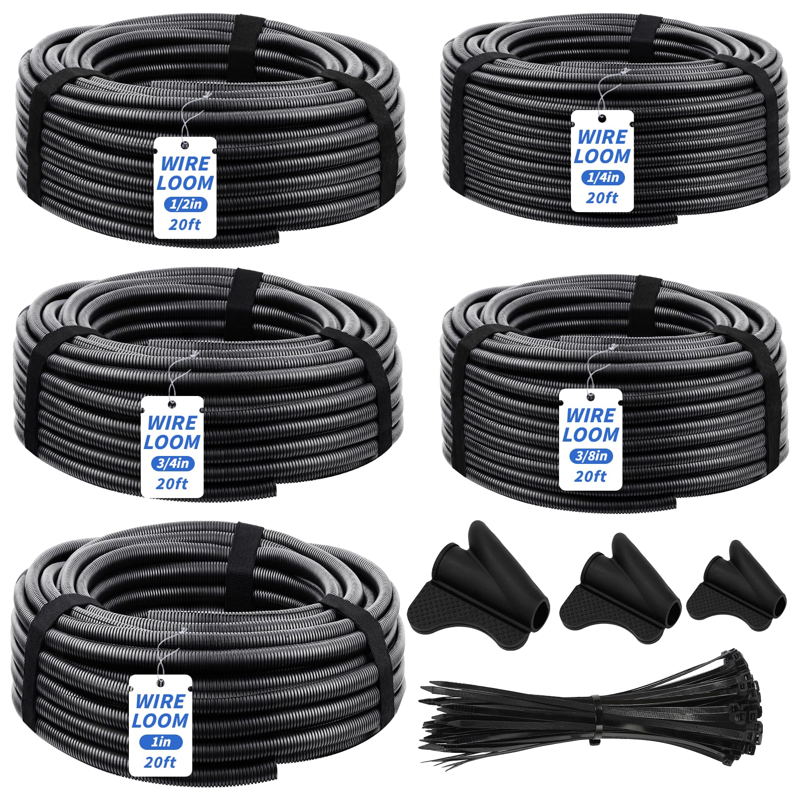 Oleitodh Tubo di protezione per cavi elettrici, 1/4,3/8,1/2,3/4,1 pollici x 6,1 m, protezione per cavi elettrici per auto, nautica, camper, agricoltura