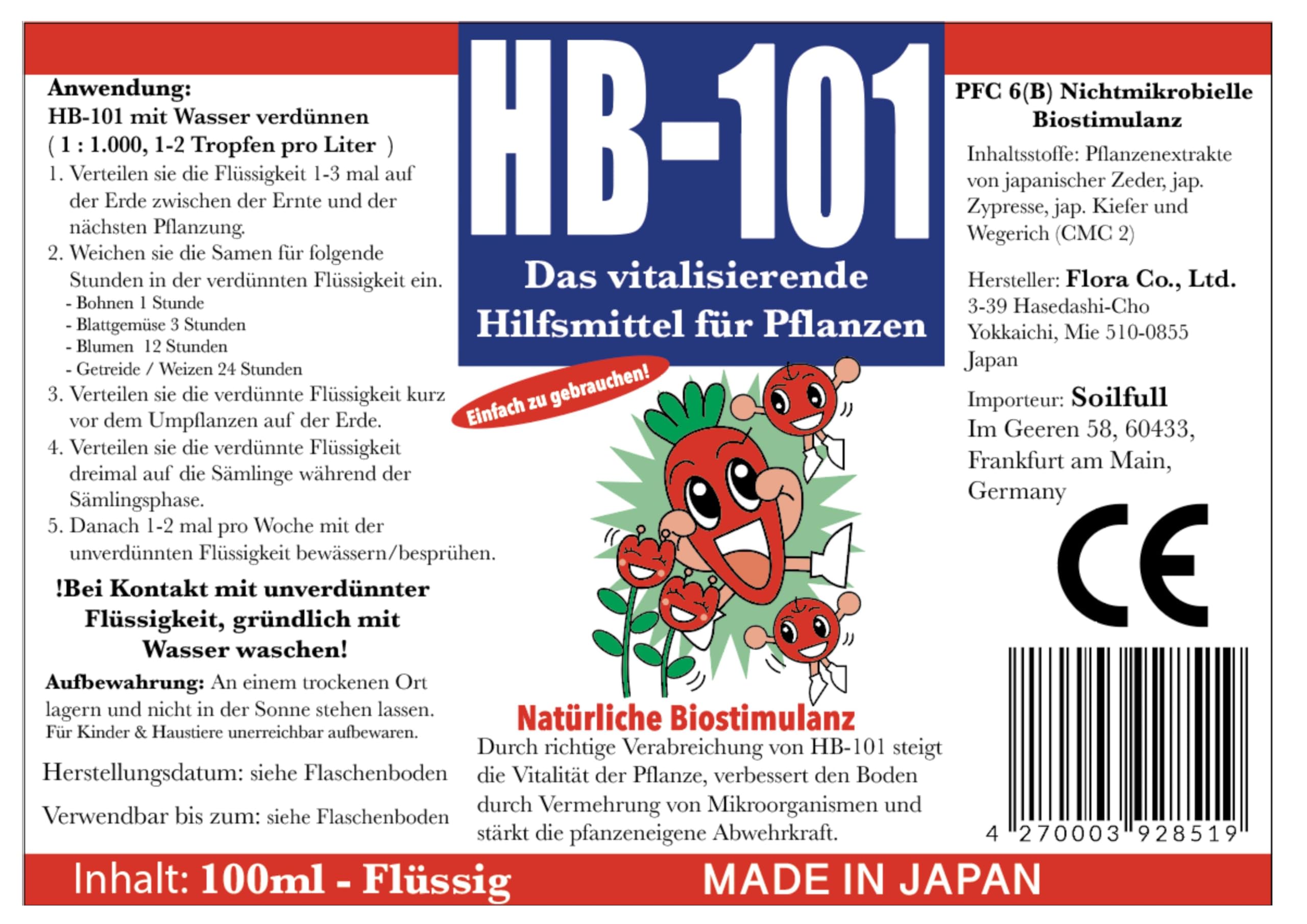 HB-101 - Natrliche Biostimulanz - 100ml - Vitalisiert jede Pflanzenart und  fr alle Kulturformen geeignet! Nur 1ml HB-101 pro 1L Wasser! : Amazon.de:  Garten