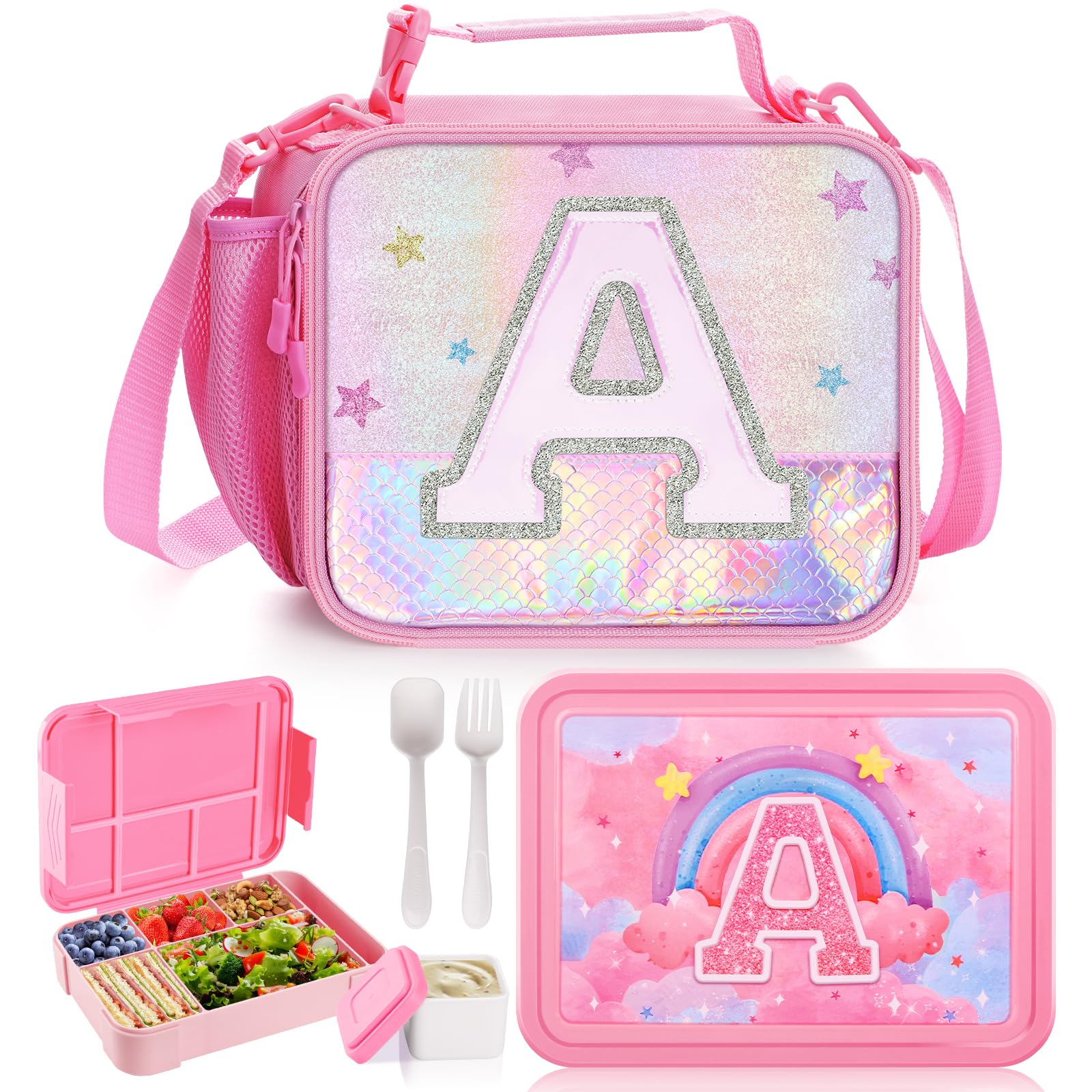 TYXHXTF Einhorn Lunchbox Tasche - Isolierte Brotdose Für Kinder Mit Schultergurt