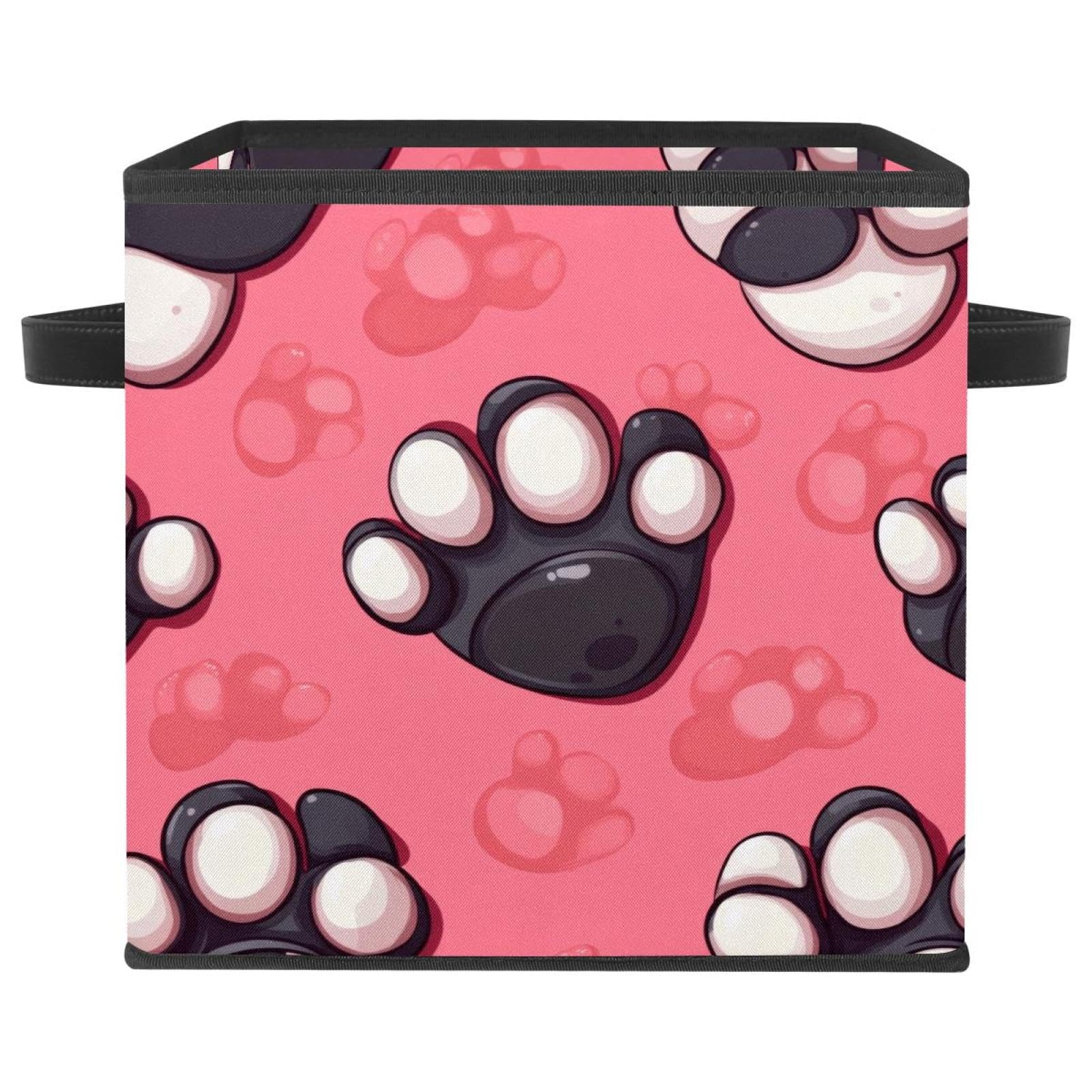 Boîte de rangement rose motif chien panier tissu pliable linge jouet