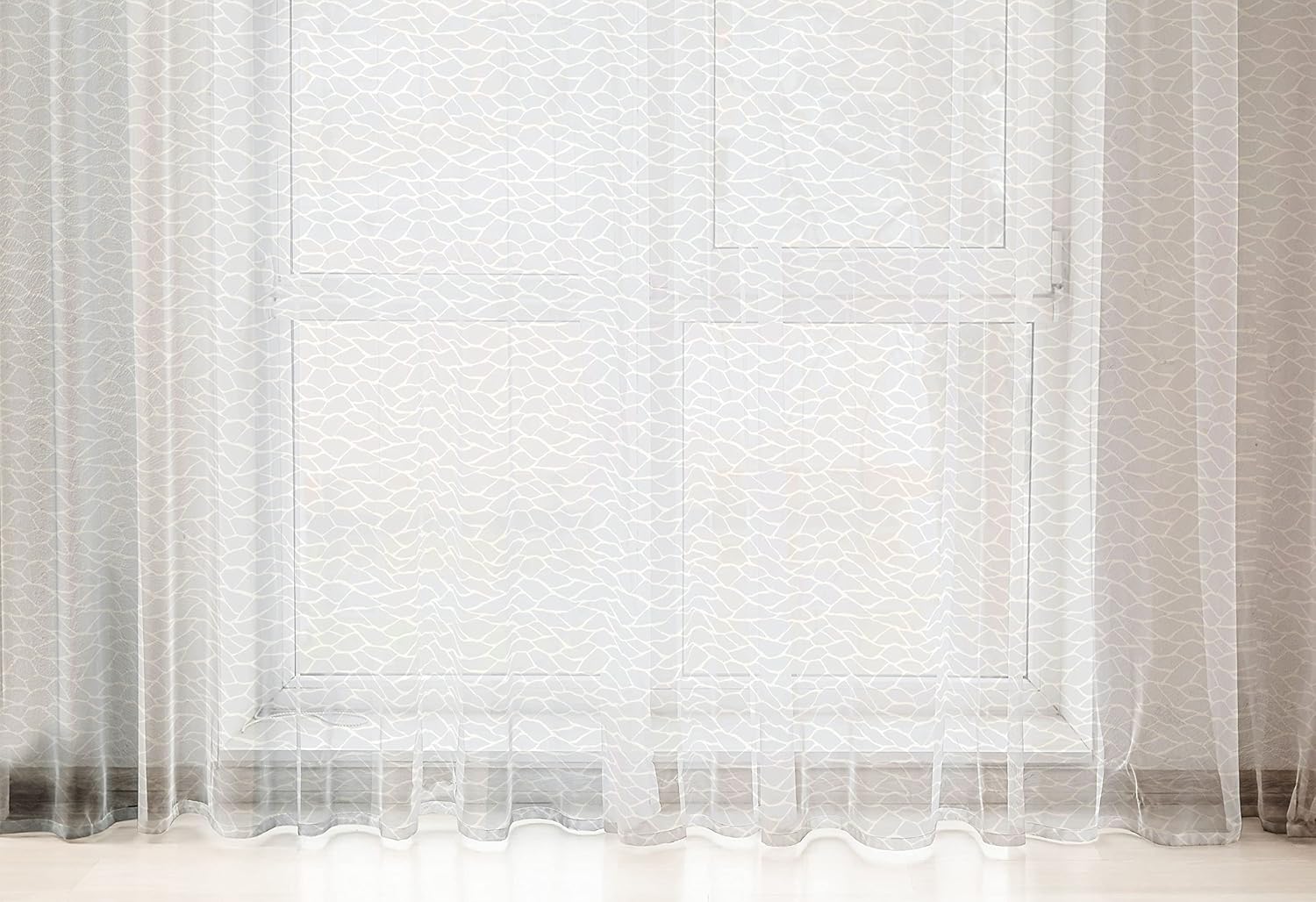 Lunarable Valentine Tulle Curtains with Rod Pocket, Pattern with White Hearts and Pastel Polka Dots Romantic Retro, Sheer Drape for Wedding Party 2 Panels, 108" x 63", Pale Pink White Peach