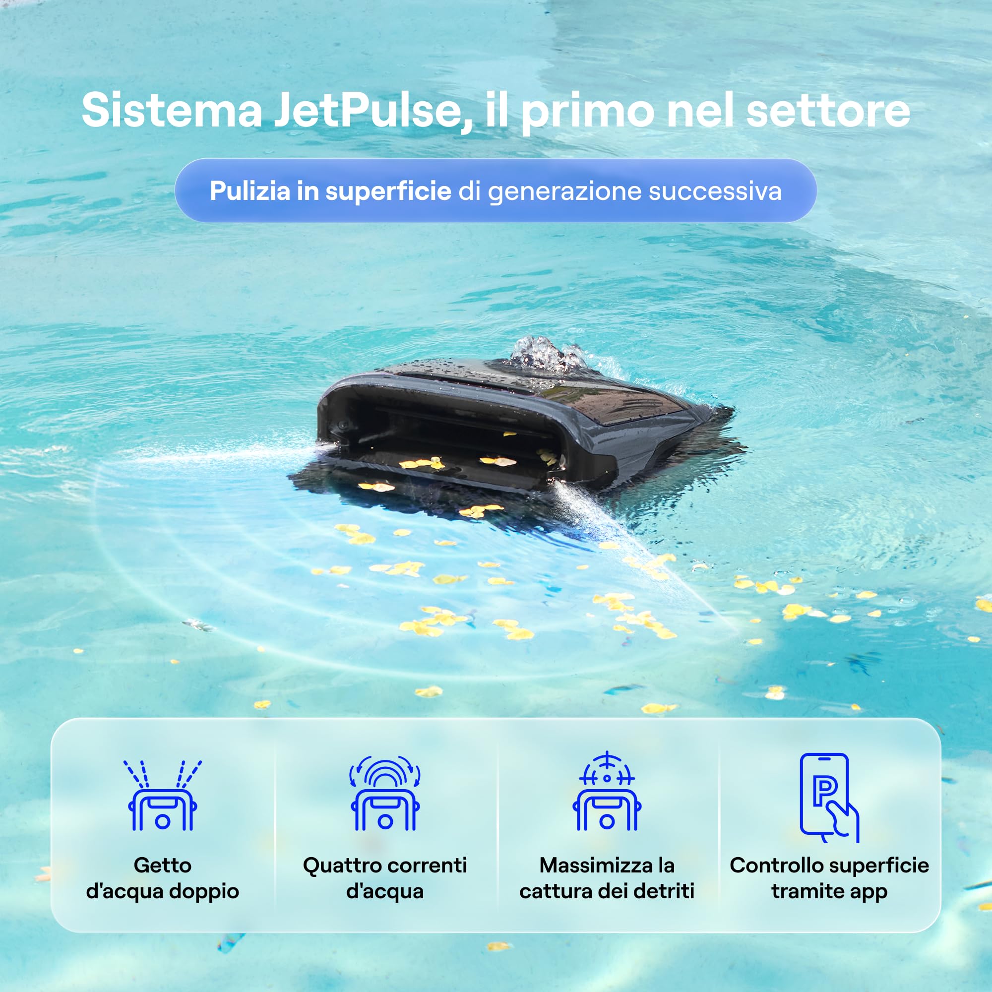 Beatbot Sora 70 Robot Piscina pareti e Fondo, Superficie e Linea,Blu | Pareti e fondo, superficie e linea di galleggiamento, senza fili, parcheggio in superficie,App,Piscine Fuori Terra/interrate