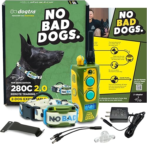 Miniatura 9 de Dogtra E-Collar Tom Davis 280C 2.0 Edición 2025, Boost & Lock, impermeable, collar de entrenamiento para perros de 12 milla con control remoto,