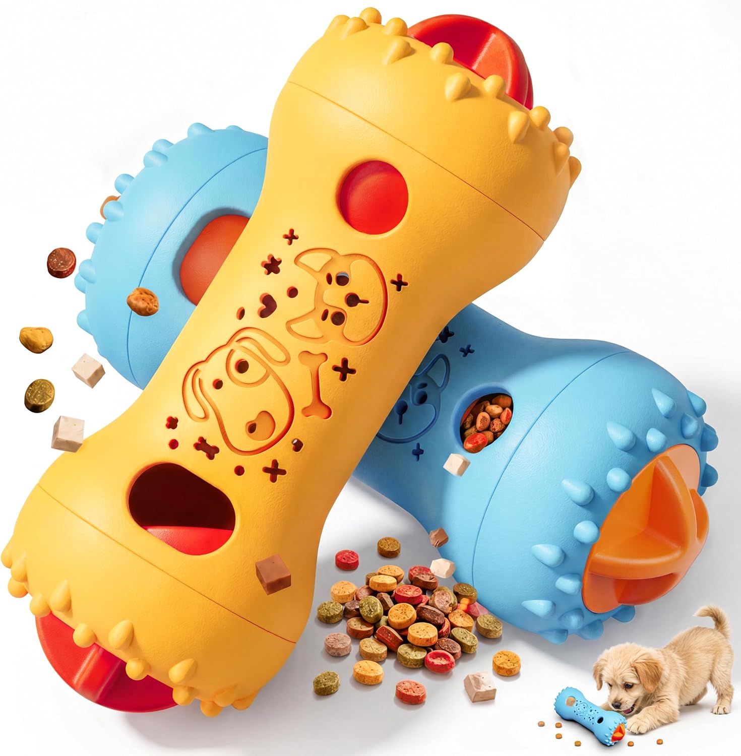 FOXMM Interactive Treat Dispensing Dog Toys, Adjustable Dog Puzzle Toy | Cognitive Dog Toys, Stimulating Dog Toys to Keep Them Busy, Puppy Puzzle for Small Medium Dogs, 2 Pack