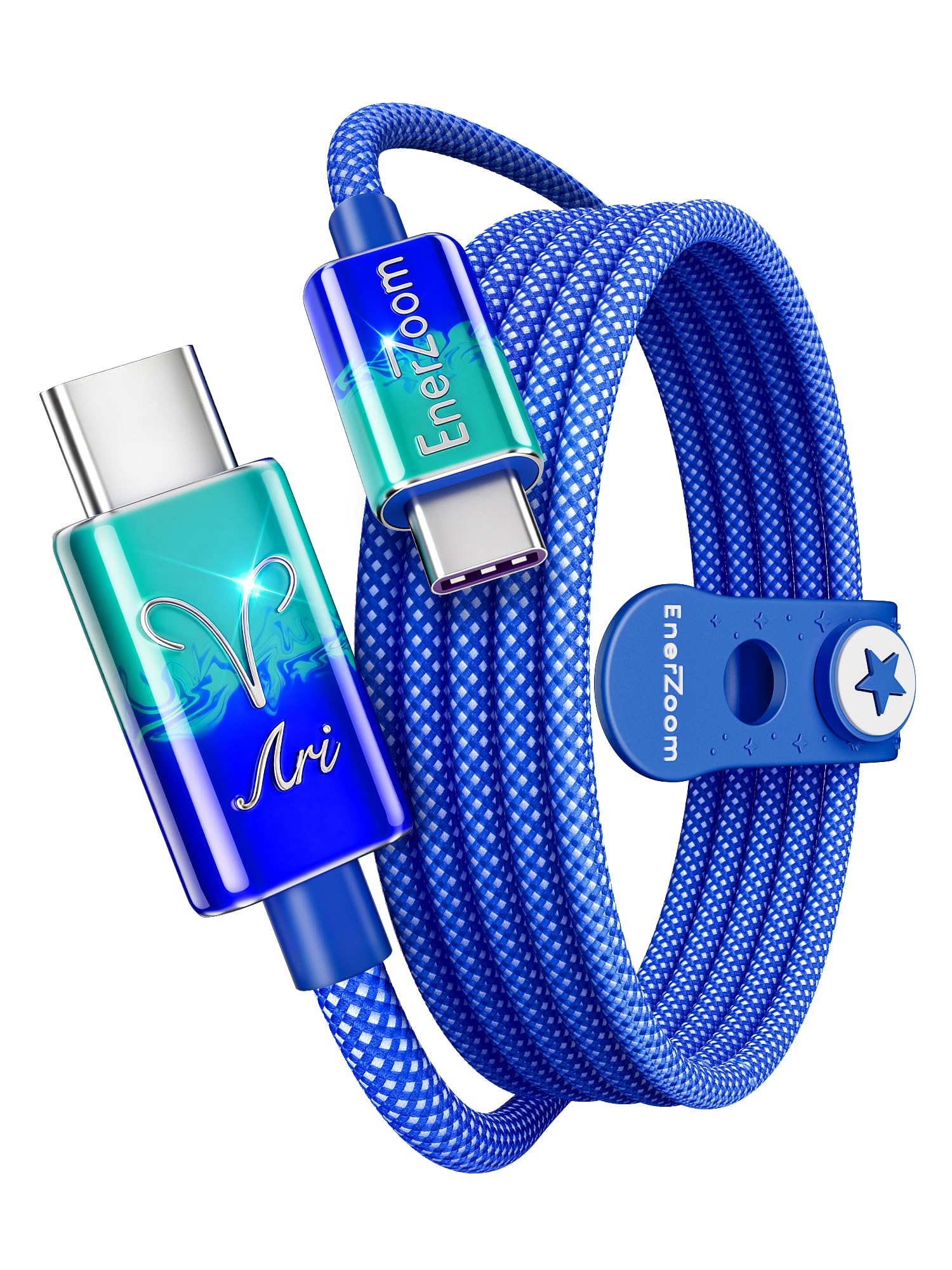 Ariete Zodiac - Cavo di ricarica da USB C a USB C, dipinto a mano, 240 W PD 3.1 Tipo C, cavo intrecciato in nylon a ricarica rapida, regalo astrologico per lei, 1 m