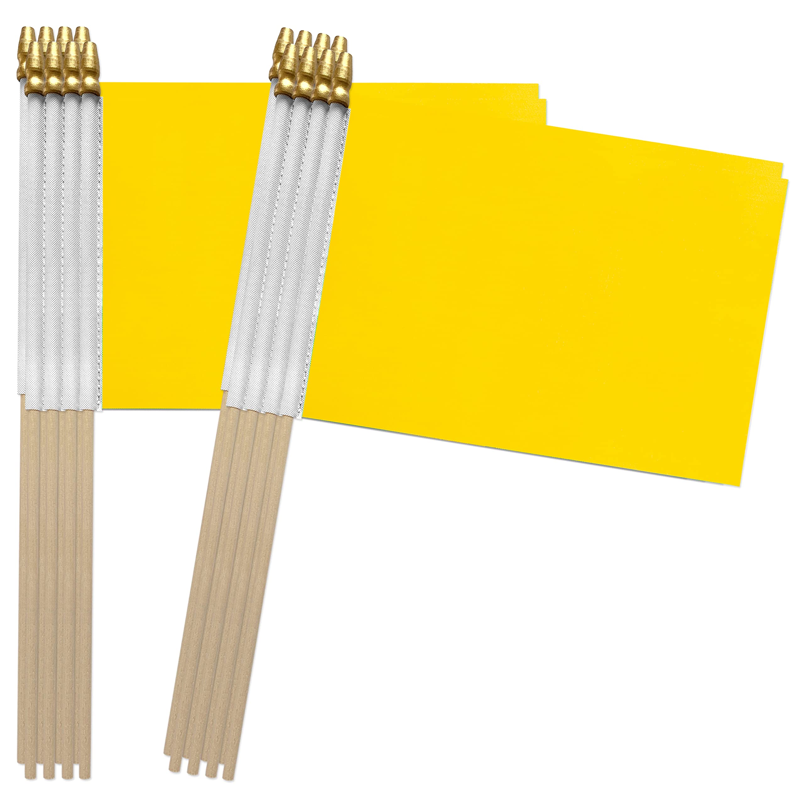 TSMD 16 Pack Solid Yellow Blank Flag Small Mini Plain Yellow DIY Flags On Stick for Marking Decorations,5x8 Inch