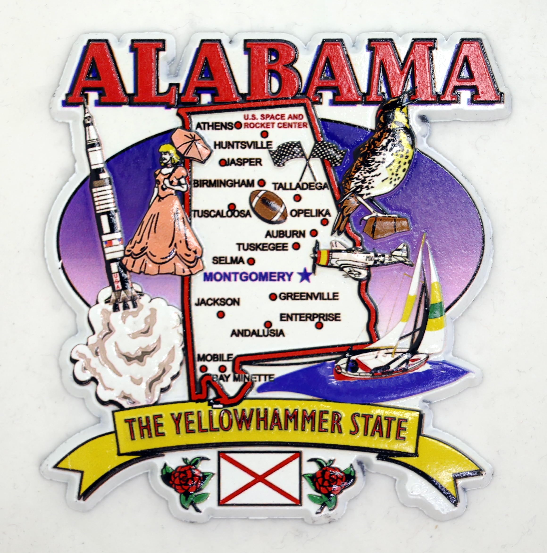 Alabama State Elements Map Fridge Collectible Souvenir Magnet JKS