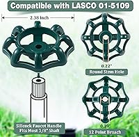 Vista 2 de Dreyoo 2 Pack Outdoor Faucet Handles, 12 Point Broach 0.43" Round Stem Hole Faucet Handle Compatible with LASCO 01-5105, Round Wheel Handle Fits