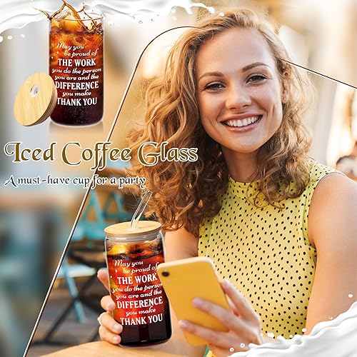 Miniatura 5 de Tioncy 4 piezas de regalos de agradecimiento para empleados, regalos de agradecimiento para compañeros de trabajo, tazas de vidrio de agradecimiento