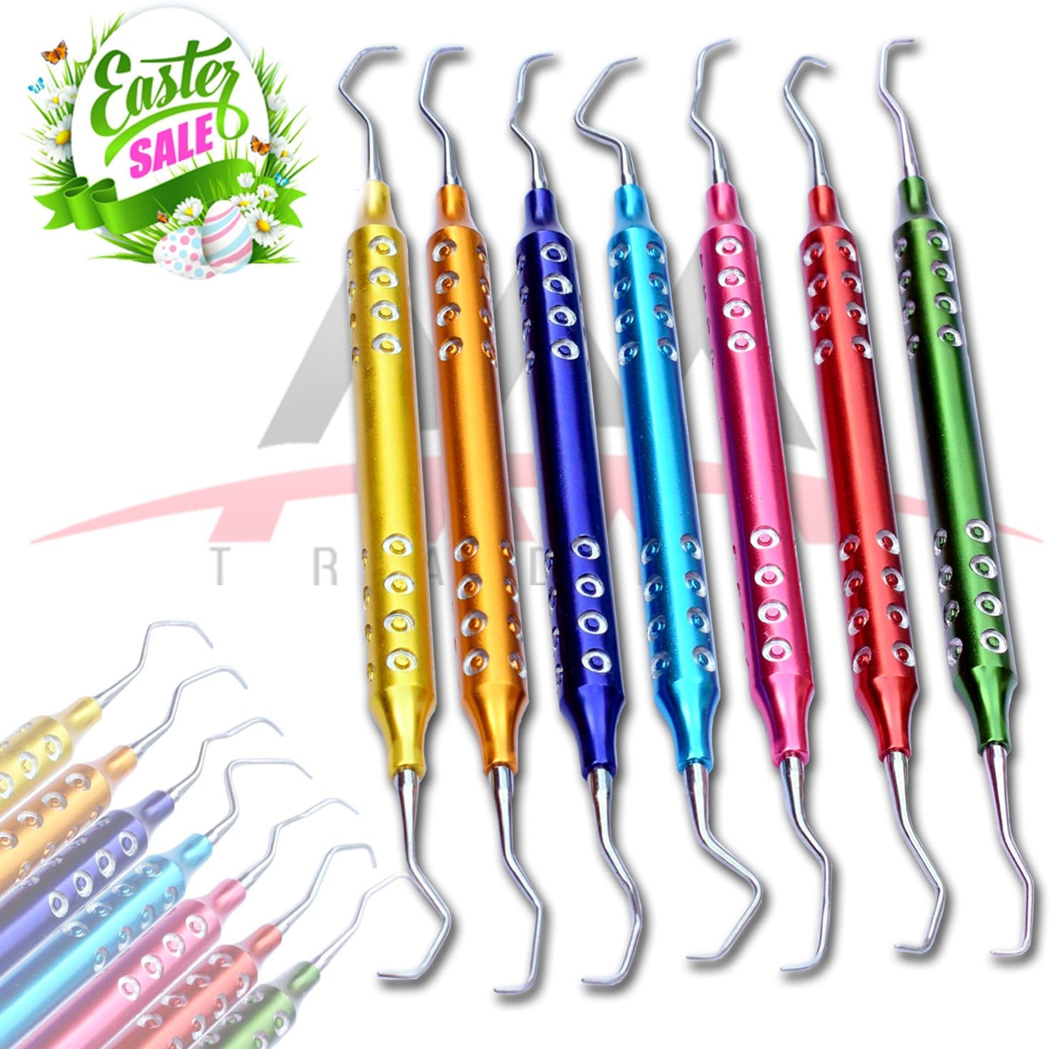 Dental Curettes Set 7 Pcs Set, Dental Scaler Kit by AAA Traders