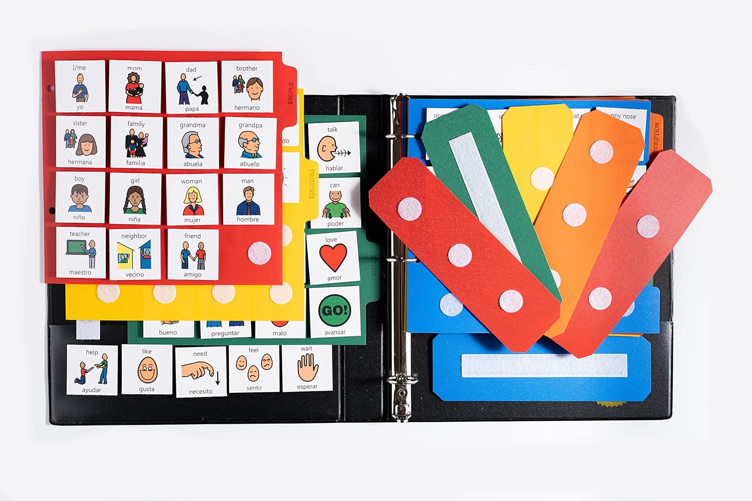 1 Communication Book 215 Laminated Cards Bilingual English Español Spanish Visual Cues for Non Verbal Autism ADHD ABA Therapy Ready to Use.