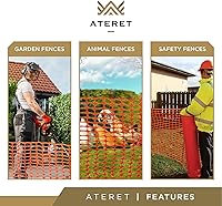 Vista 4 de ATERET Rollo de malla de plástico naranja de 4 x 100 pies, red temporal y reutilizable para valla de nieve, jardín, construcción y barrera