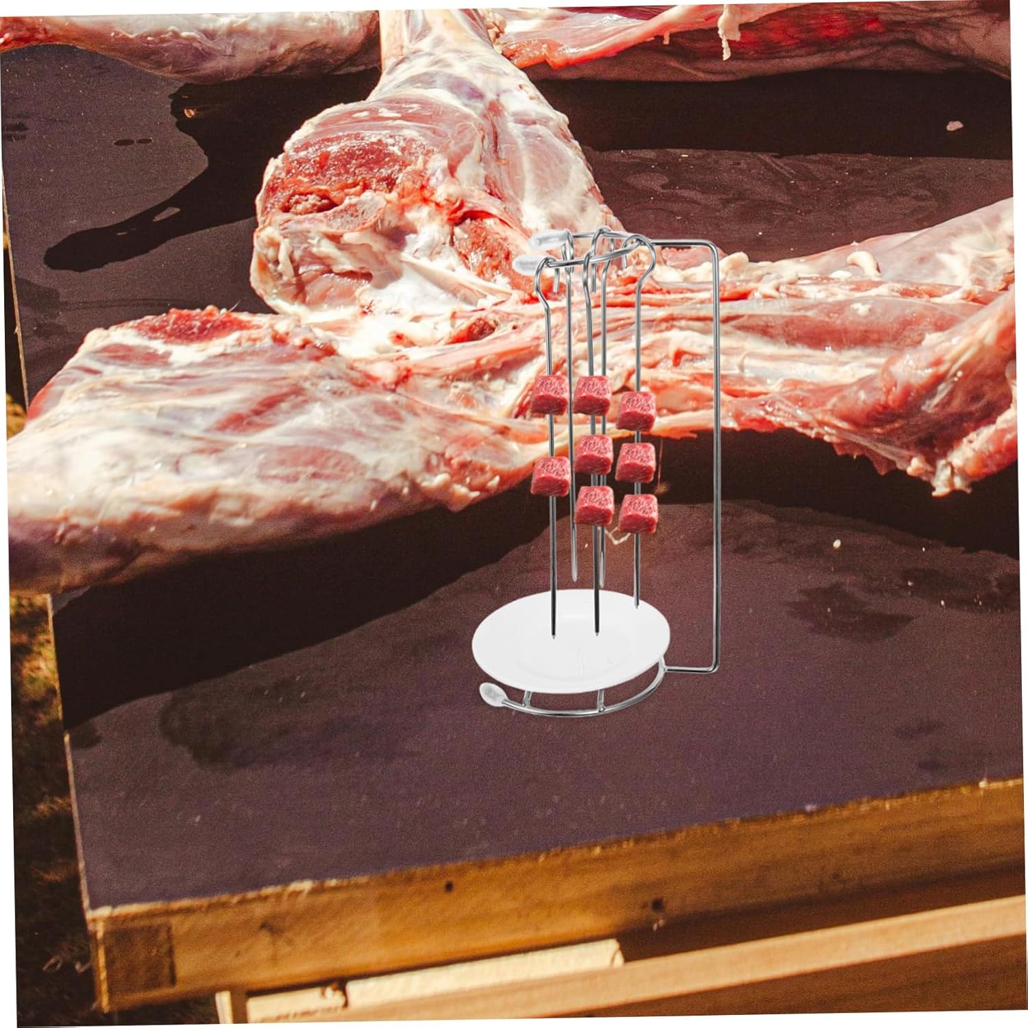 VICASKY 2sets Bbq Grill Kebab Hanger Rack for Outdoor Cooking Family Gatherings