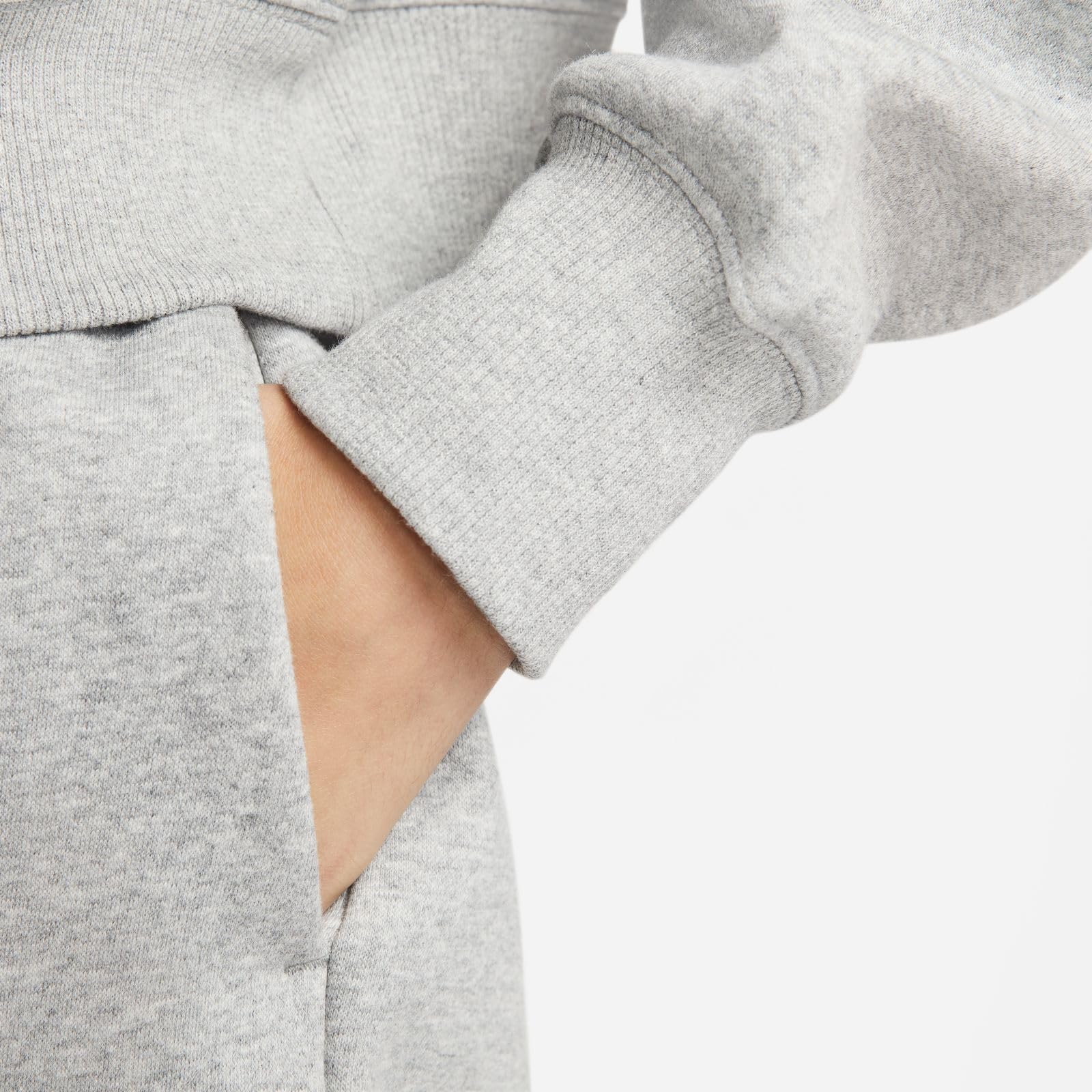 NIKE Long Sleeve Top W NSW Phnx FLC Qz Crop, DK Grey Heather/Sail, DQ5767-063, 2XL